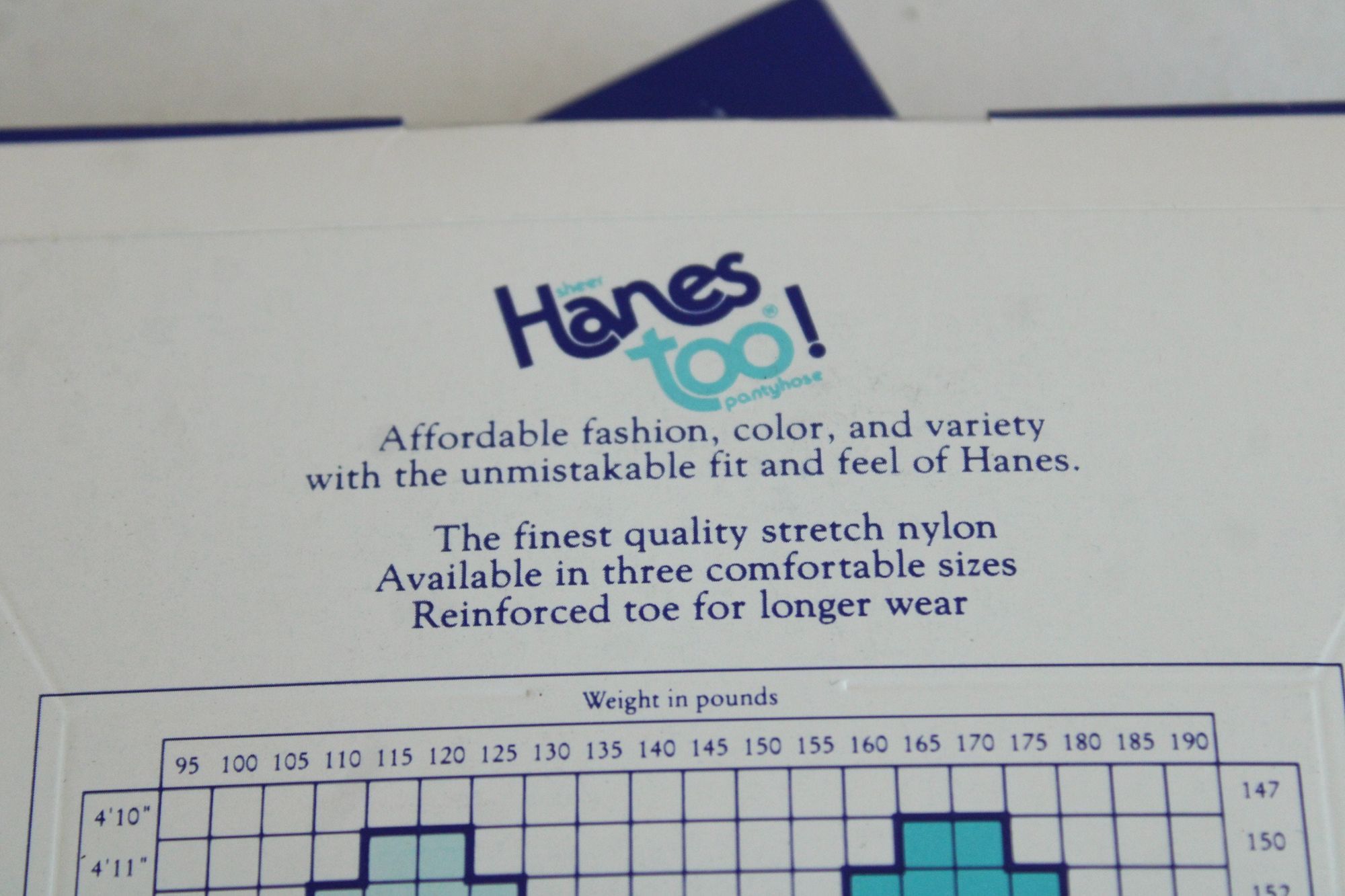 Hanes Vintage 1980s 1990s Pantyhose, New NOS Hanes Too, Size AB Pe Size ONE SIZE - 4 Thumbnail