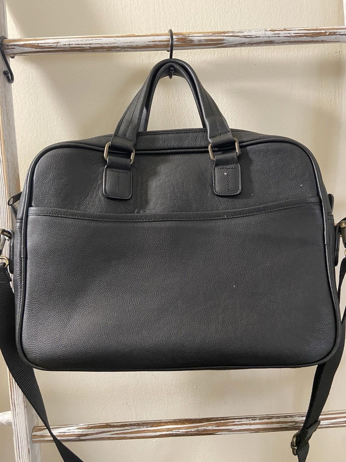Leather Quavaro Black Eagle Briefcase W Strap, Heavy Duty Leather Size ONE SIZE - 1 Thumbnail