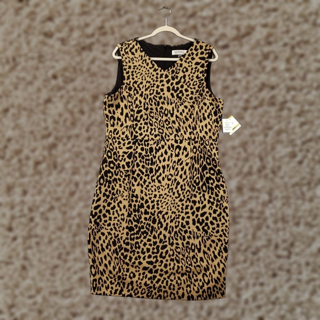 Old Navy New Womens Animal Print Dress Size 14 Knee Length Leopard Pullover NWT Old Navy V-Neck Sleeveless Shift Casual Multicolor Short Dress Womens Size XL / US 12-14 / IT 48-50 - 1 Thumbnail