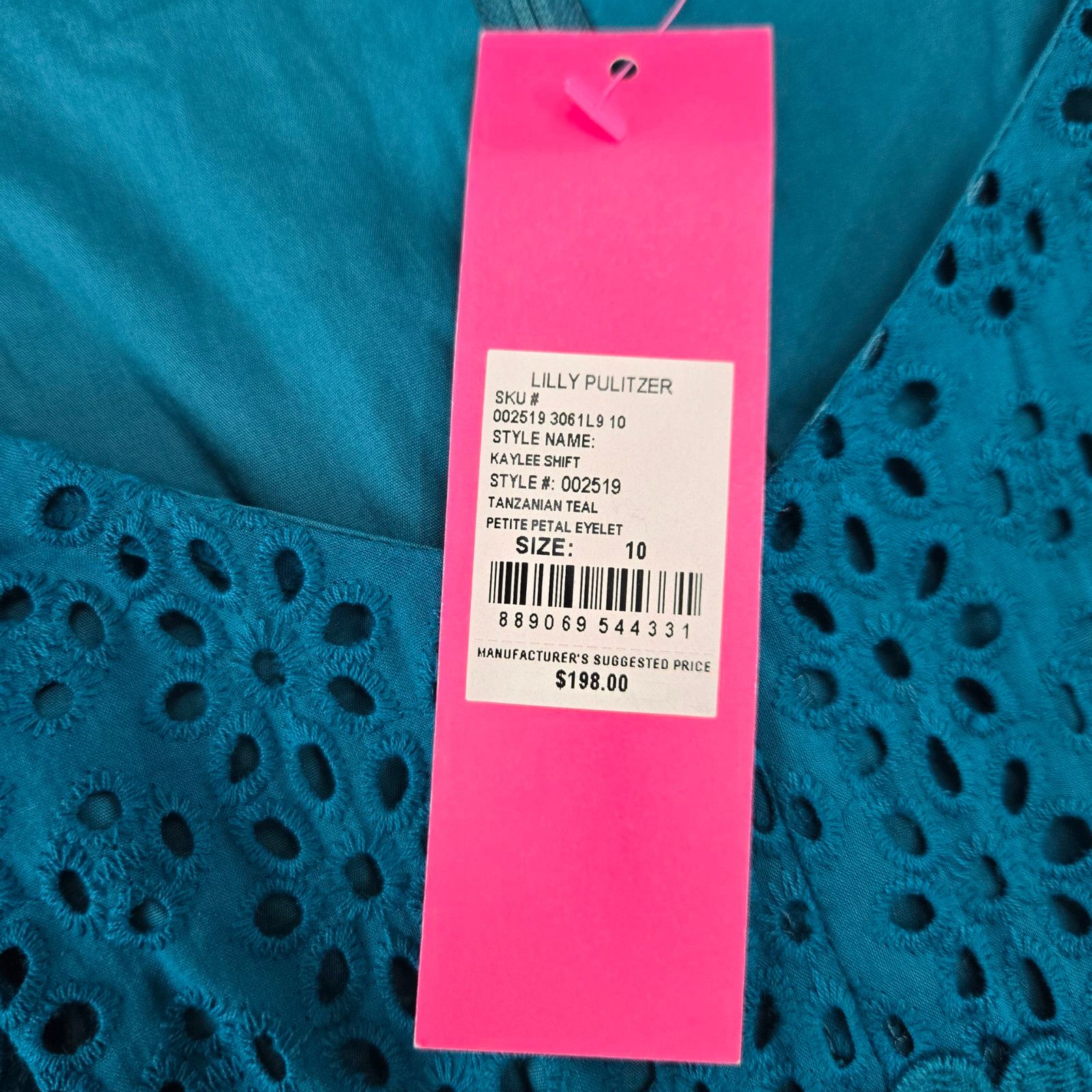 Lilly Pulitzer Lilly Pulitzer Teal Kaylee Eyelet Sleeveless Dress Size 10 Size L / US 10 / IT 46 - 10 Thumbnail
