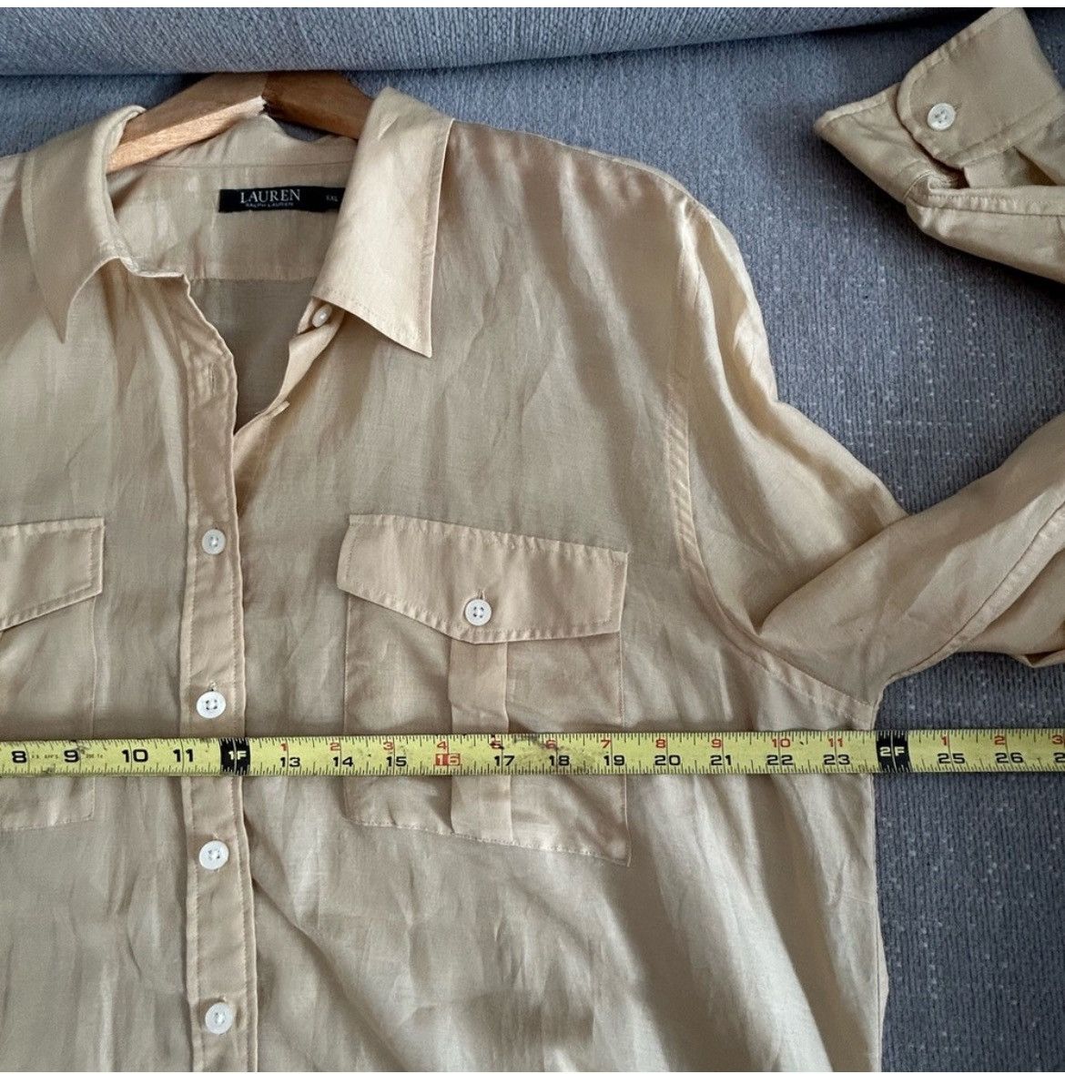 Lauren Ralph Lauren Lauren Ralph Cotton Silk Beige XXL Shirt Size XXL / US 16-18 / IT 52-54 - 8 Thumbnail