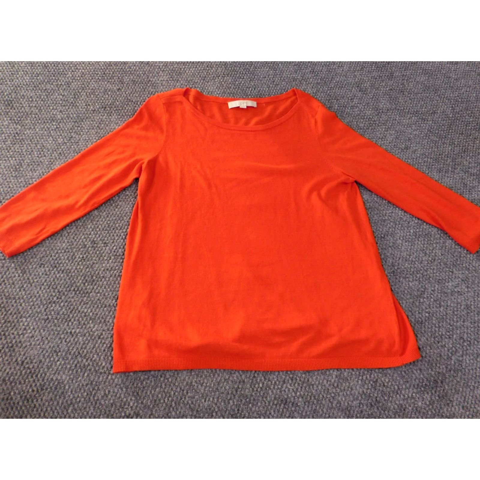 Loft LOFT Sweater Pullover Medium Orange Womens Cable Knit Stretch Crew Neck Casual Knit Pattern Regular Cotton Nylon Rayon Size M / US 6-8 / IT 42-44 - 2 Thumbnail