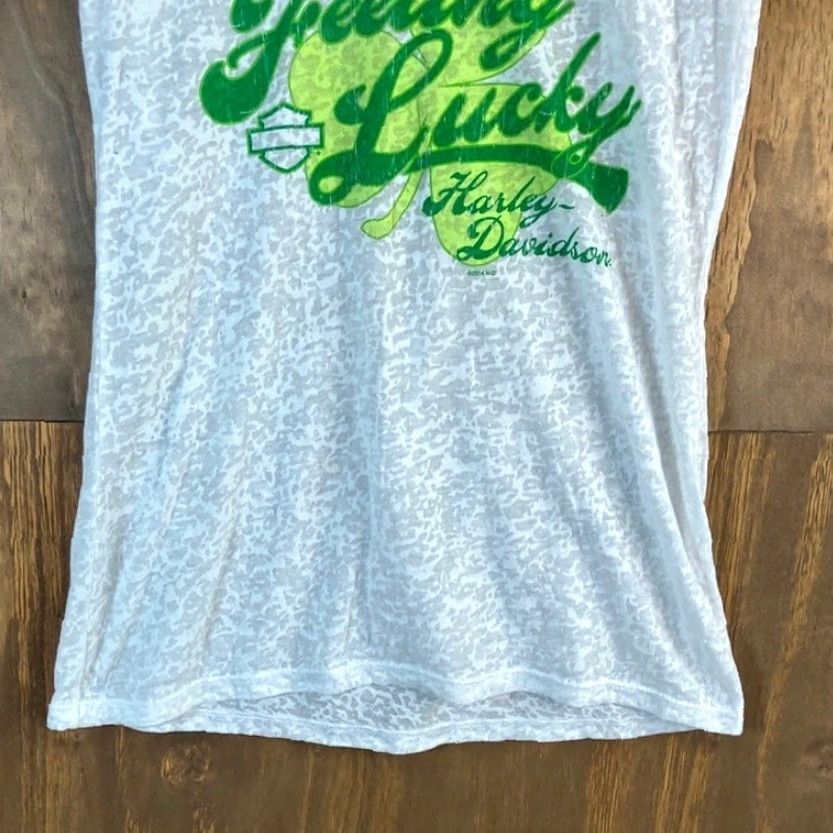 Harley Davidson Harley Davidson Womens Shirt White Sheer Feeling Lucky V Neck Short Sleeve S Size S / US 4 / IT 40 - 3 Thumbnail