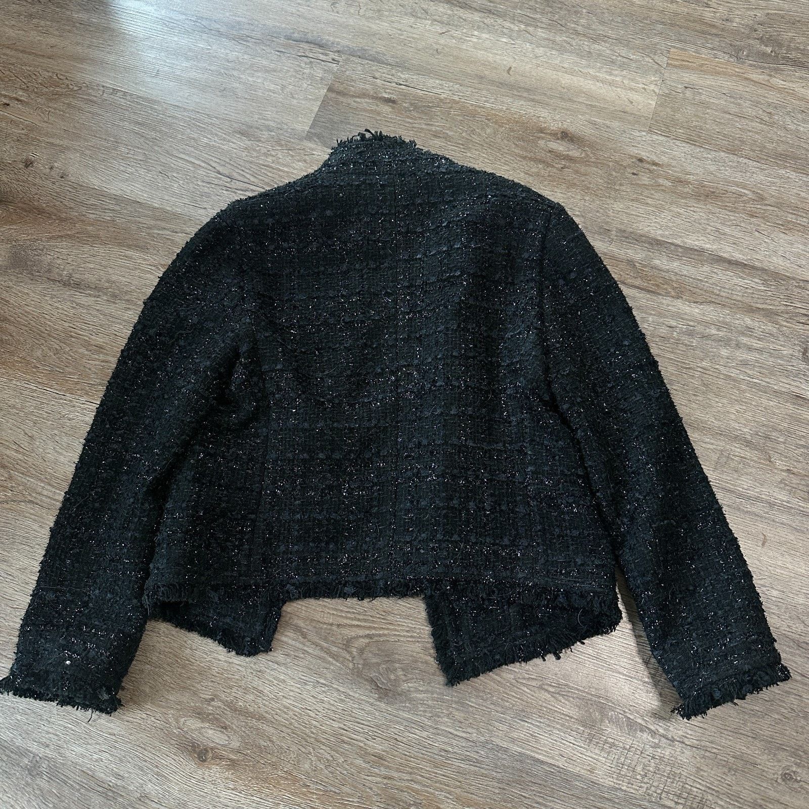 Kate Spade Kate Spade Open Tweed Jacket Size 2 Raw Fringe Black Blazer Size XS / US 0-2 / IT 36-38 - 5 Thumbnail