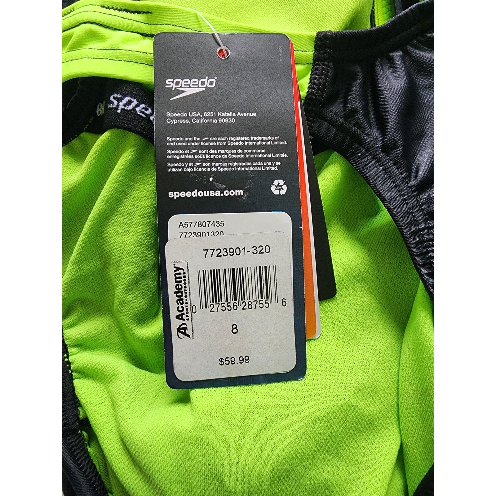 Speedo Speedo Hydro Bra Racing Cut Powerflex Eco Swimsuit 8 NWT Size ONE SIZE - 6 Thumbnail