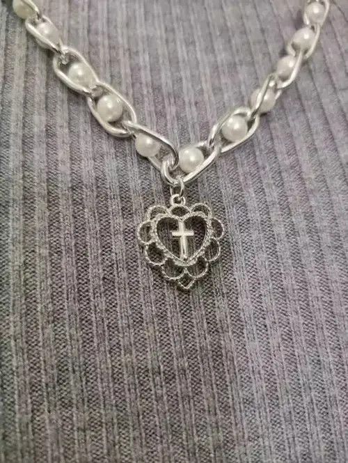 Jewelry Cross Heart Streetwear Necklace Chain Size ONE SIZE - 4 Thumbnail