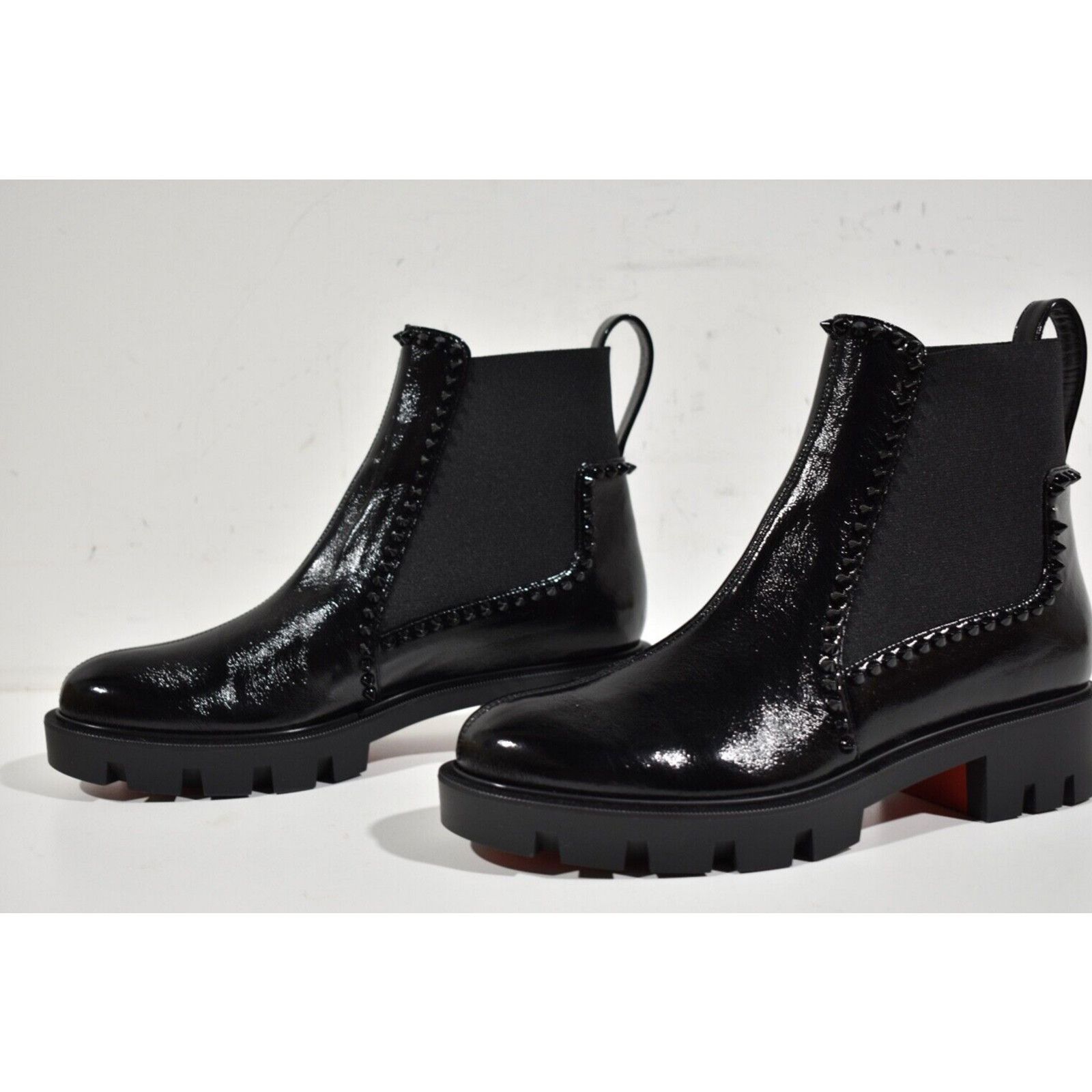Christian Louboutin Christian Louboutin Out Lina Spike Lug Flat Patent Chelsea Size US 7.5 / IT 37.5 - 9 Thumbnail