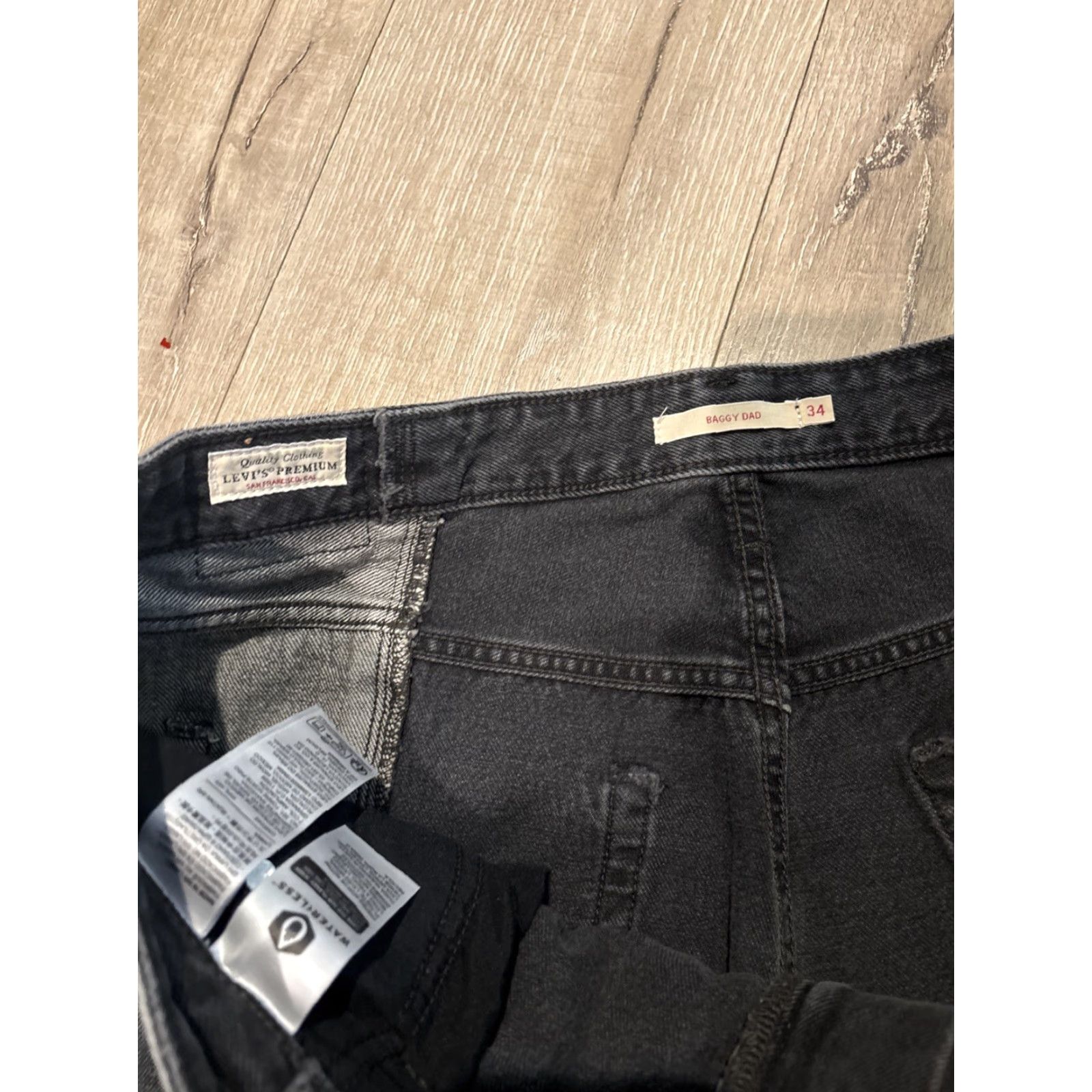 Levi's VINTAGE Levi's Baggy Jeans (Dad/Recrafted) - Jeans - Women - 34 - Black - 90s Retro Bohemian Grunge Gothic Style - Regular Fit Size 24" / US 00 / IT 34 - 3 Thumbnail