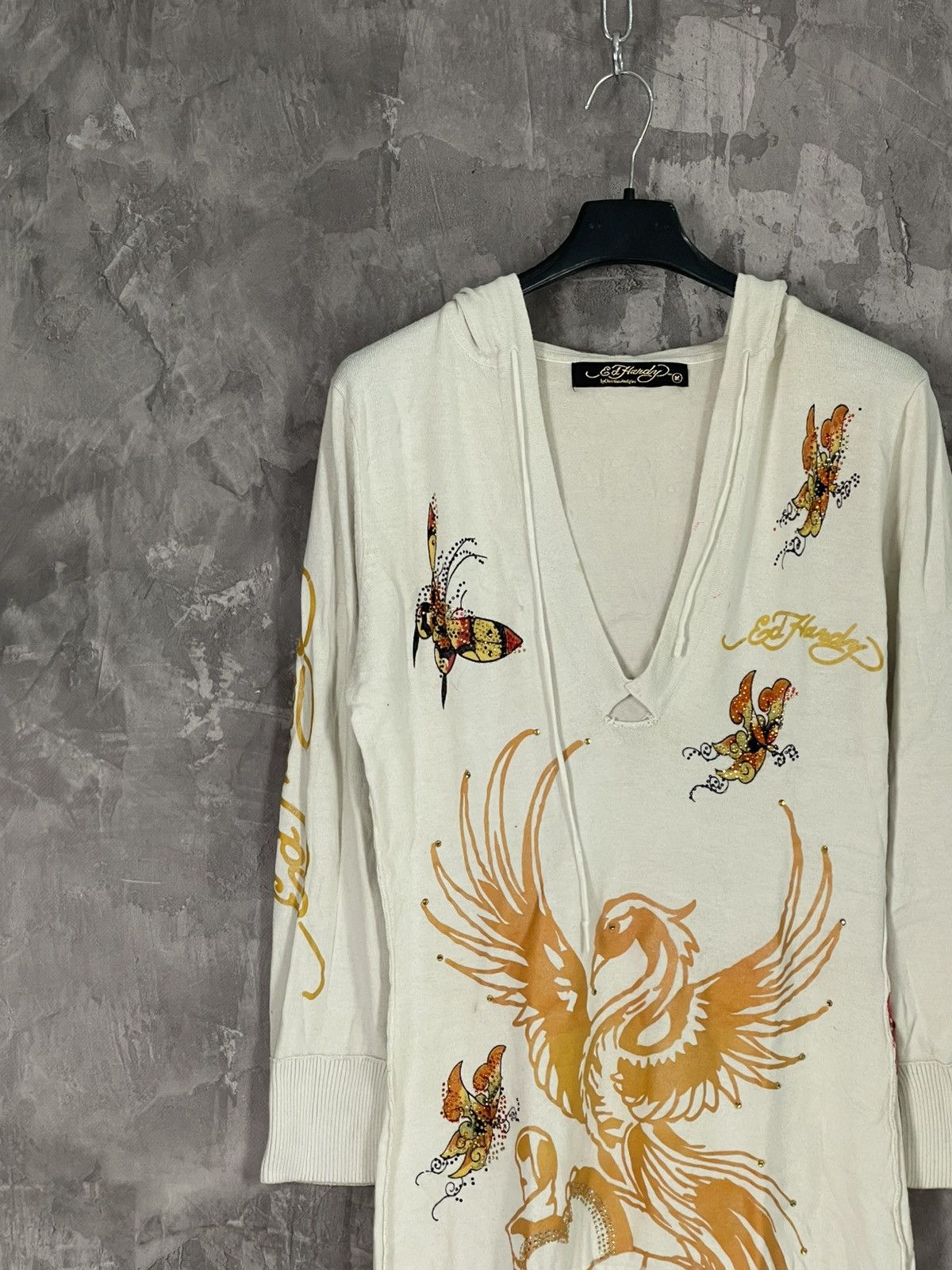 Christian Audigier × Designer × Ed Hardy Ed Hardy Women's Sweater Hoodie Dress y2k 2000s Size M / US 6-8 / IT 42-44 - 4 Thumbnail