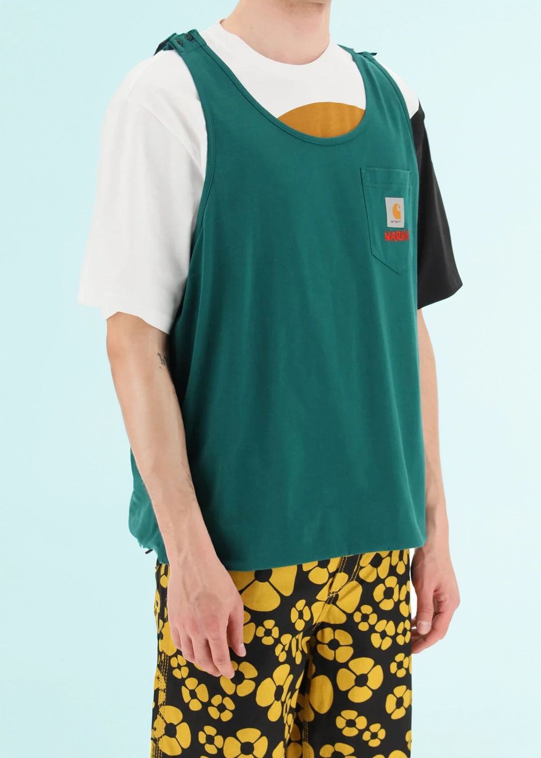 image of Carhartt x Marni T- Shirt With Sewn In Tank Top, Men's (Size Small)