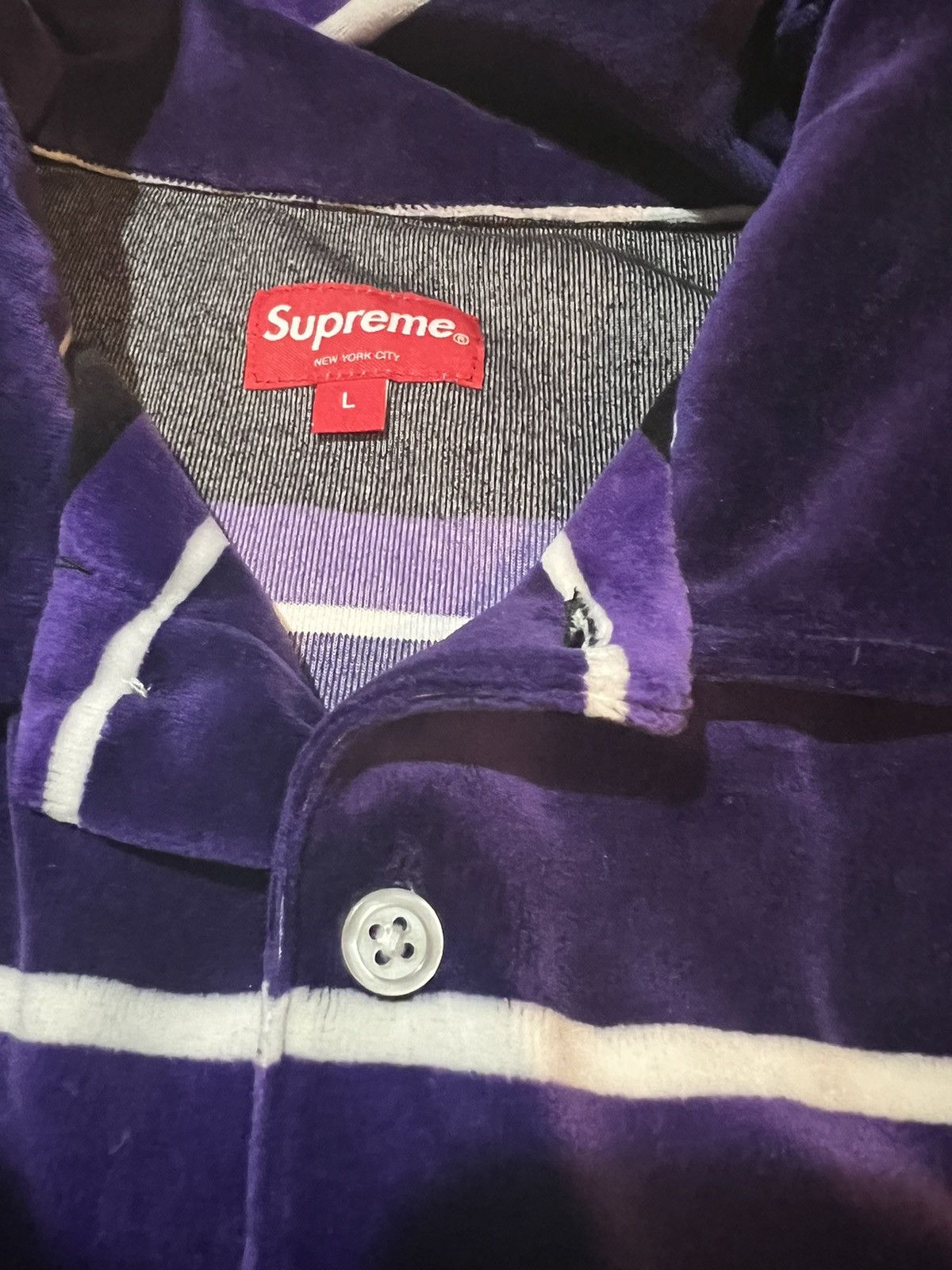 Supreme Stripe Velour Polo