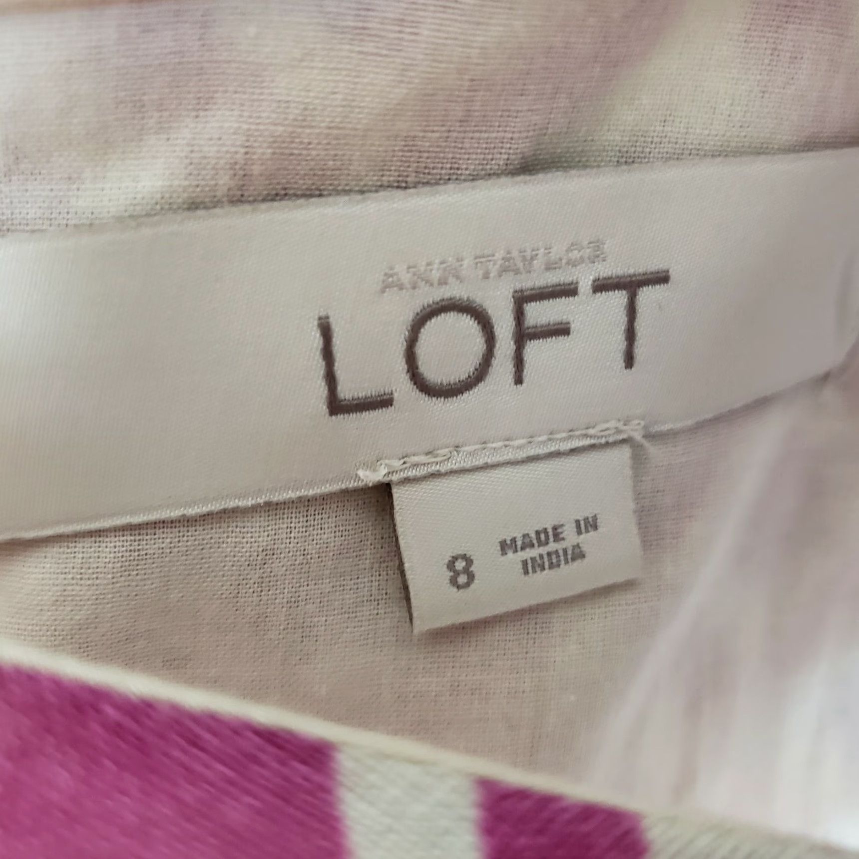 Loft LOFT Ann Taylor Womens Dress Sleeveless Linen Zip Pink Teal Size 8 Short 34.5" 18" Length Round Neck Shirt/Shift Womens Size M / US 6-8 / IT 42-44 - 6 Thumbnail