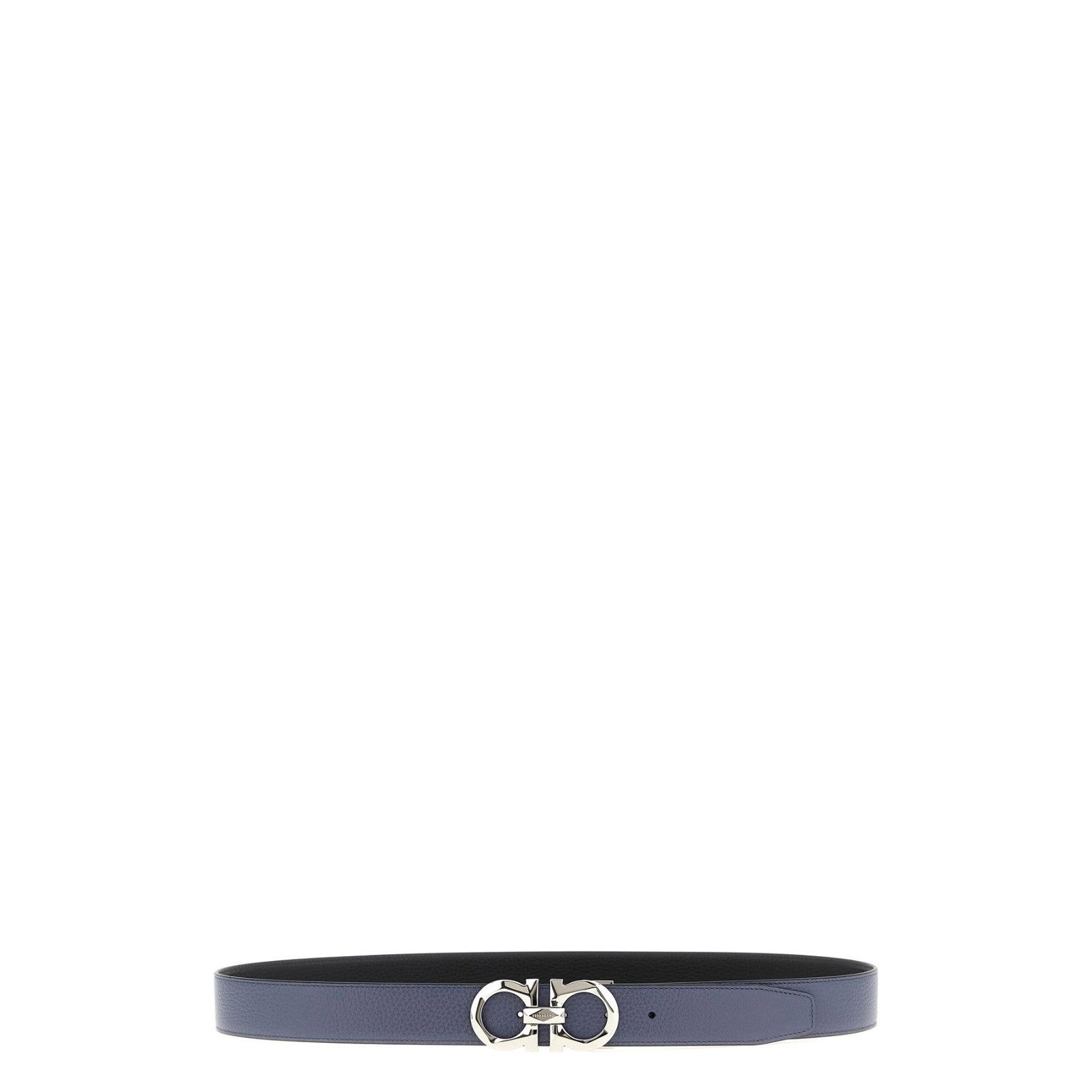 FERRAGAMO Men's Gancini Black/Blue Reversible 35mm Belt New