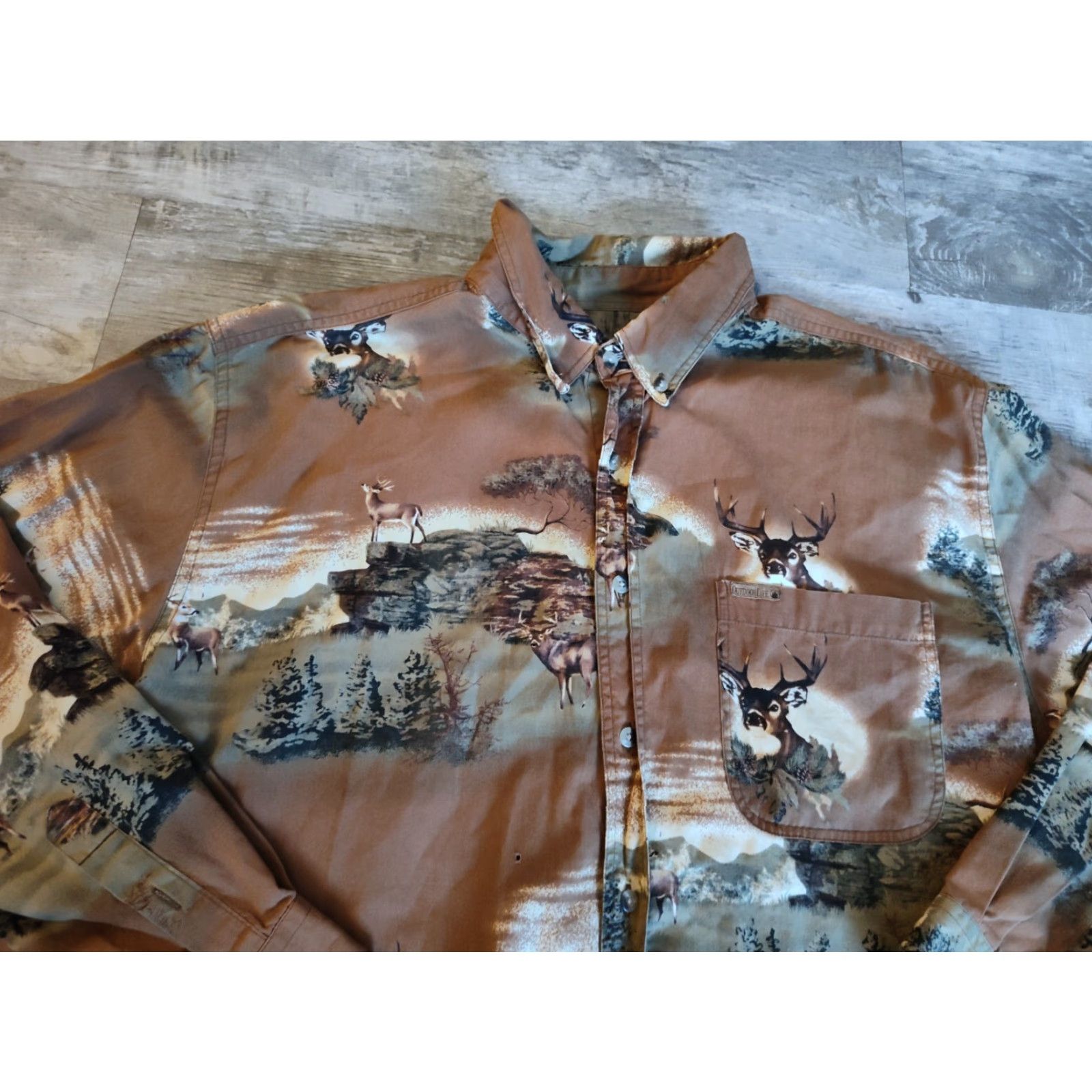 Alife VINTAGE Outdoor Life Flannel Shirt Mens L Camouflage Deer Hunting Long Sleeve Button-Up Size US L / EU 52-54 / 3 - 6 Thumbnail