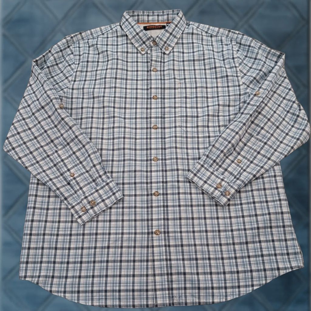 Vintage Ridgecut Shirt Mens XL Blue Plaid Button-Down Long Sleeve Breathable Collared Regular Button Up Breathable Navy blue? Size US XL / EU 56 / 4 - 1 Thumbnail