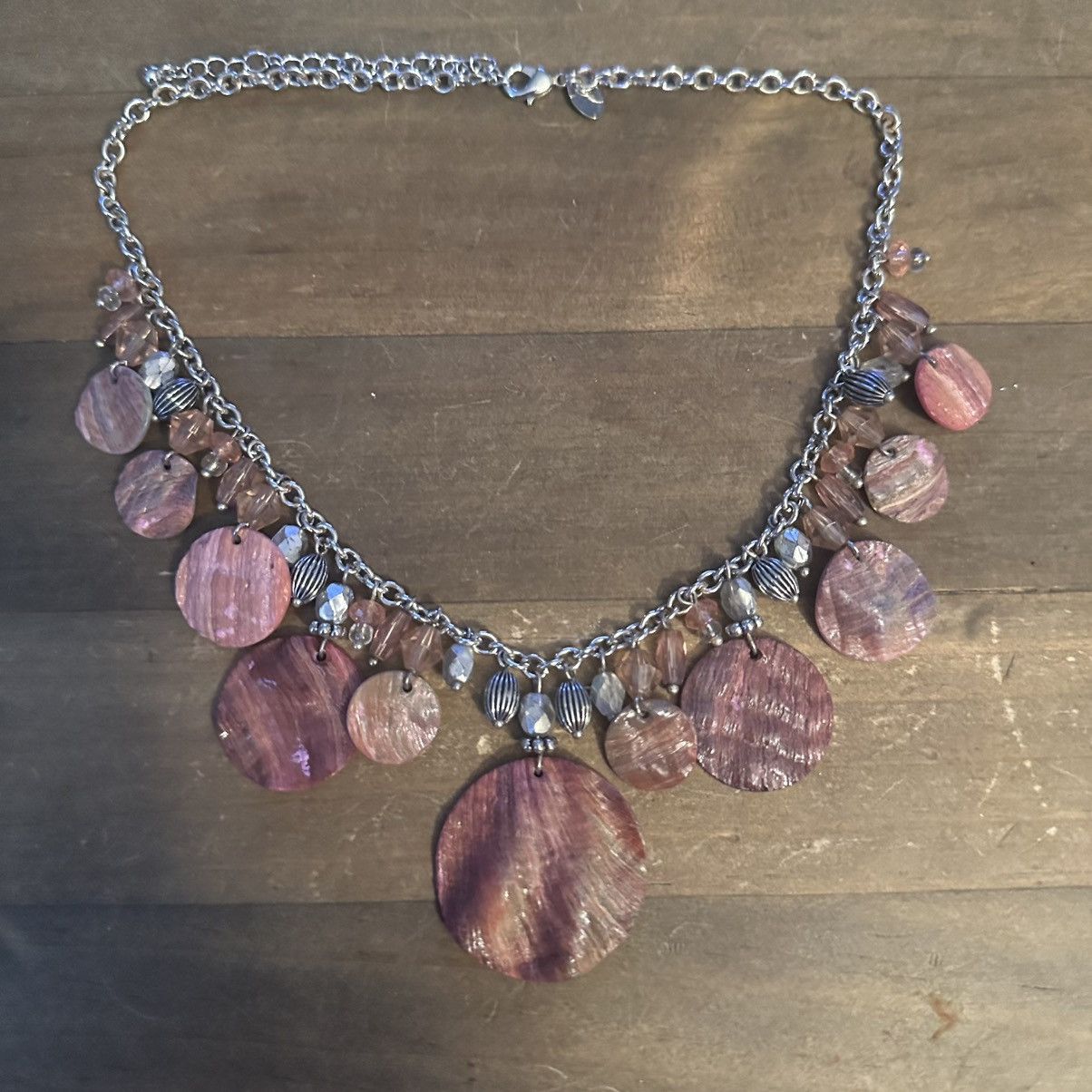 Other Lia Sophia silver tone abalone shell & bead dangle necklace Size ONE SIZE - 2 Thumbnail