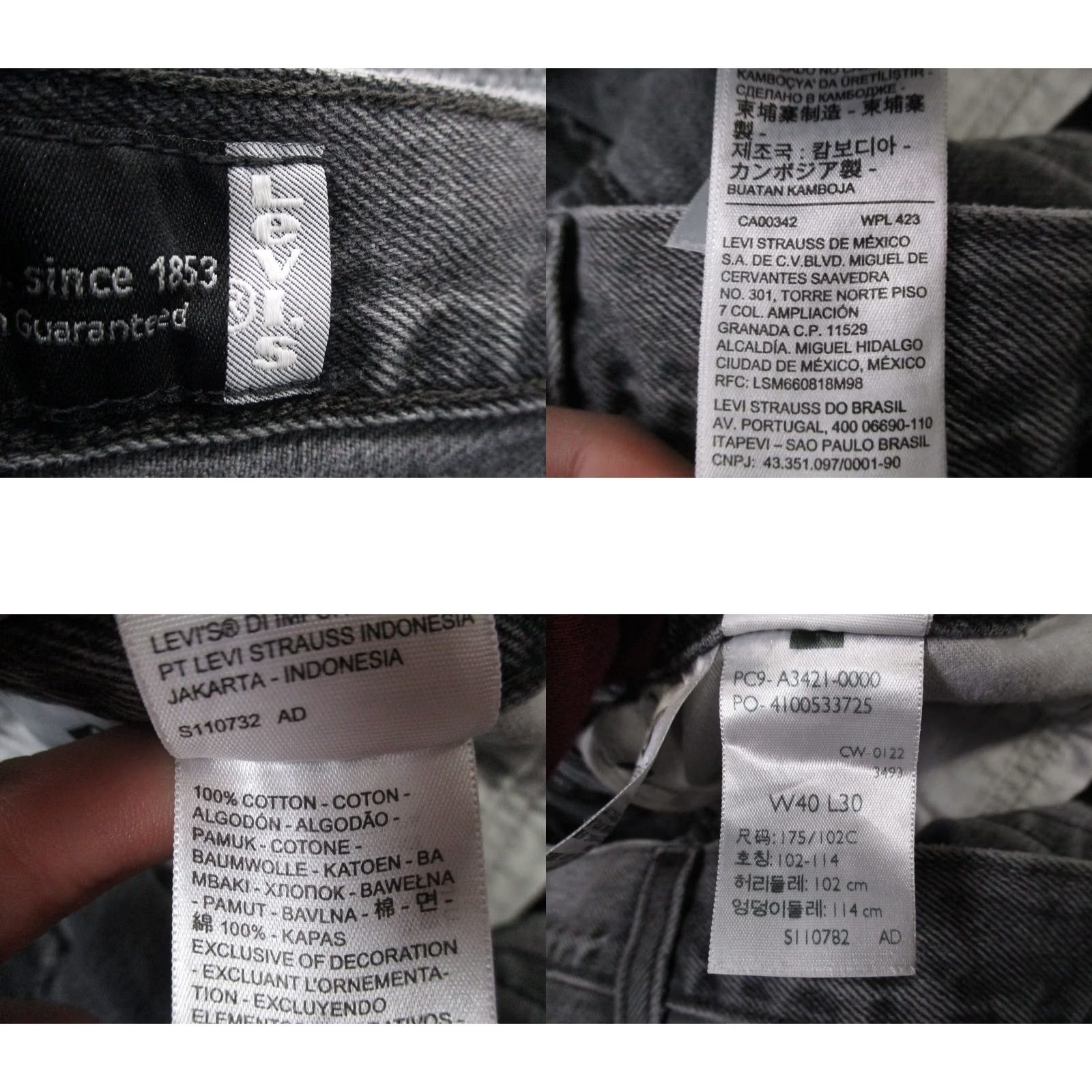 Levi's Levis Silvertab Jeans Mens 40x30 Gray Denim Straight Relaxed Fit Jeans Size US 40 / EU 56 - 8 Thumbnail