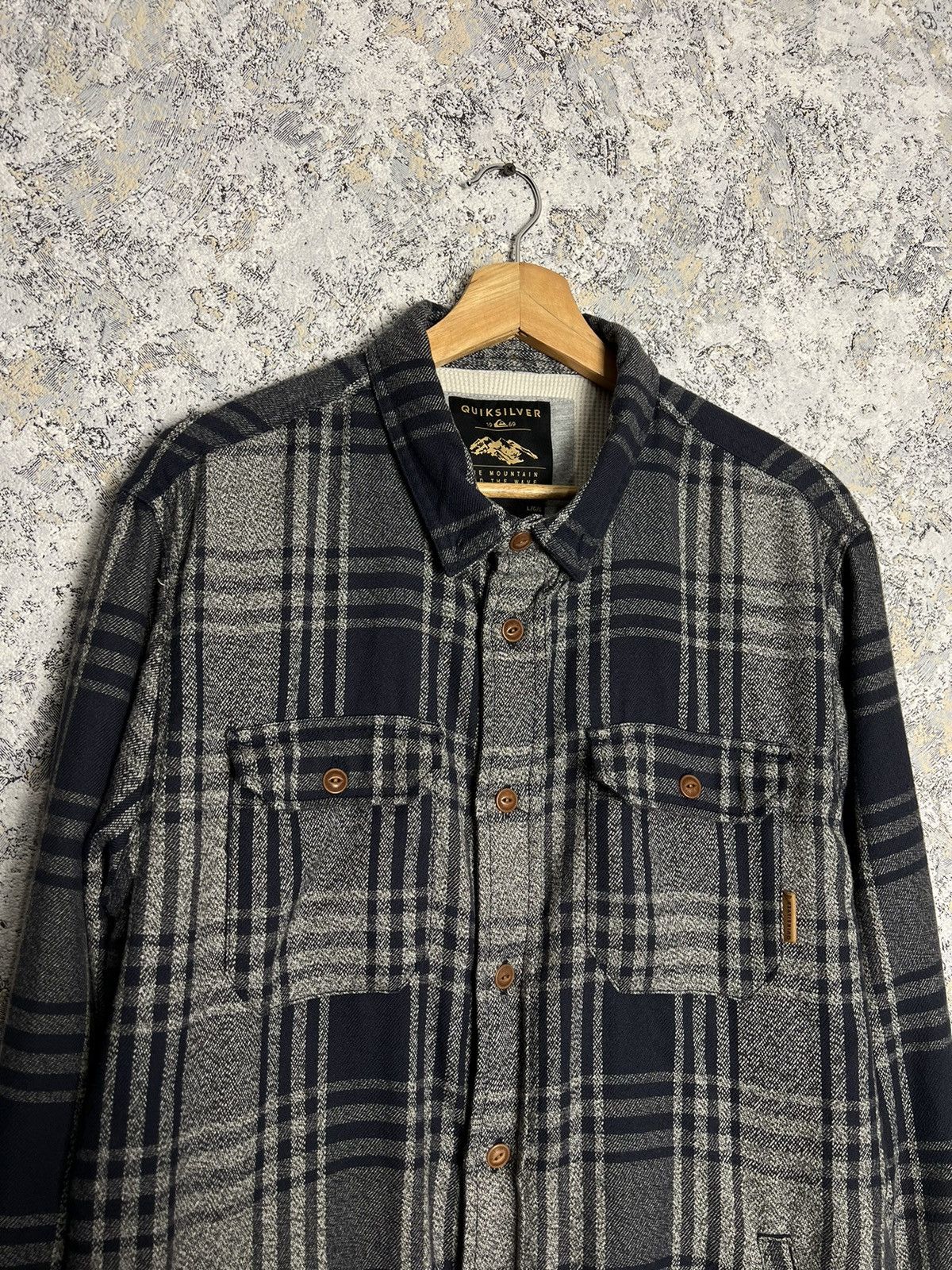 Quiksilver × Vintage Quiksilver Flannel Plaid L Sherpa Shacket Jacket Button Up Size US L / EU 52-54 / 3 - 2 Thumbnail