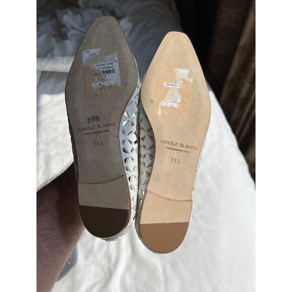 Manolo Blahnik Manolo Blahnik Gelista Perforated Flat in White‎ Geometric F Size US 5.5 / IT 35.5 - 6 Thumbnail