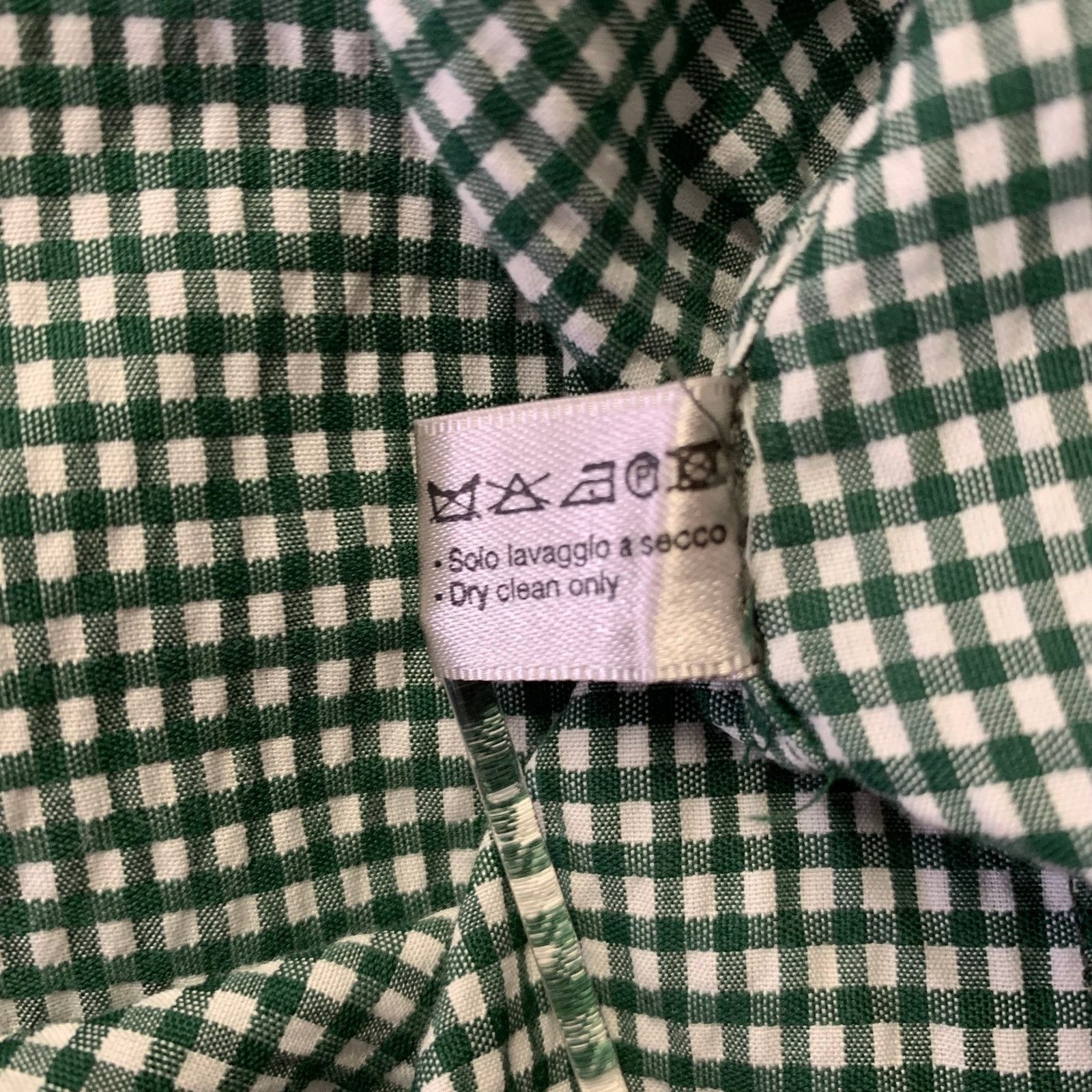 Bottega Veneta BOTTEGA VENETA Green White Gingham Cotton Long Sleeve Shirt Size US XL / EU 56 / 4 - 7 Thumbnail