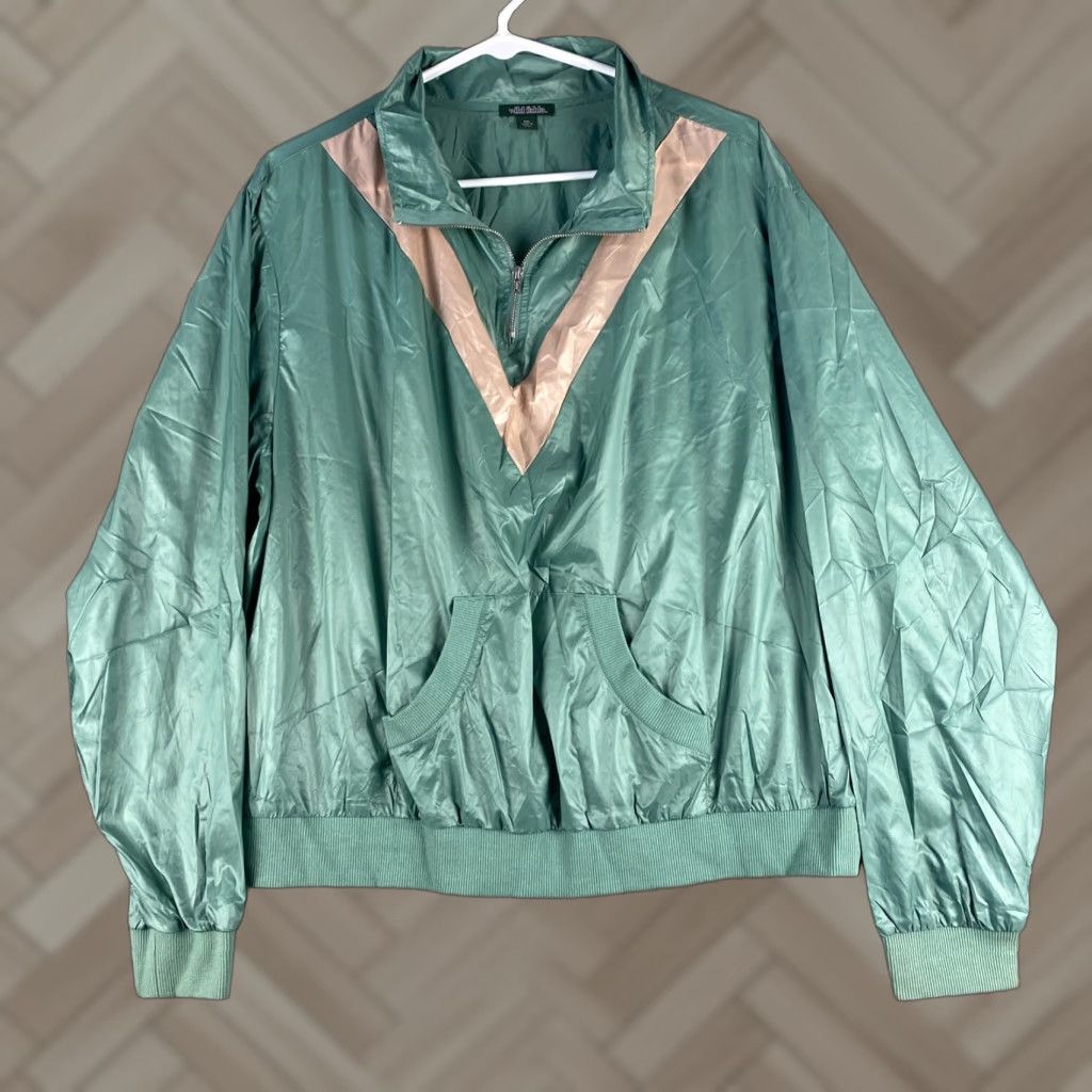 Vintage Wild Fable Windbreaker Jacket Womens XXL Green 1/4 Zip NWOT 47-5 Size XXL / US 16-18 / IT 52-54 - 1 Thumbnail