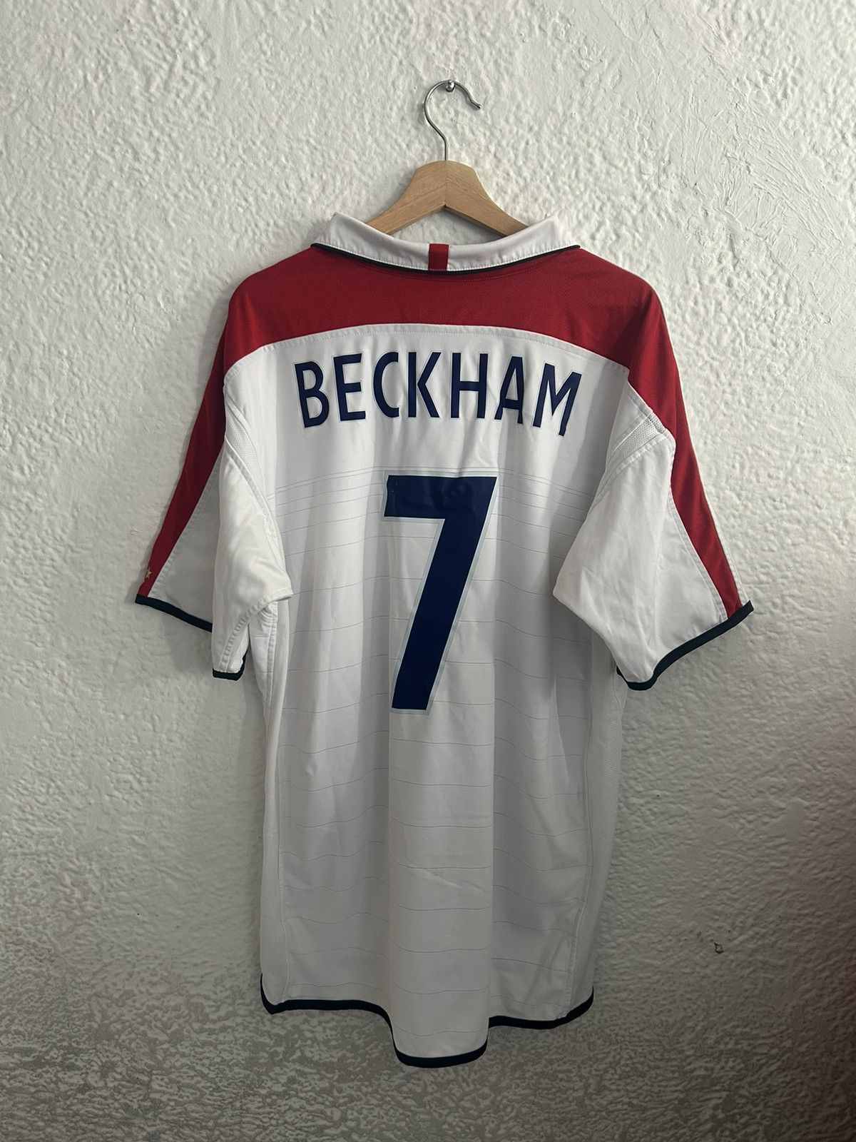 Maillot De Foot Angleterre Umbro 2002/03/04 – Domicile Blanc – David Beckham N°7 – Homme XL
