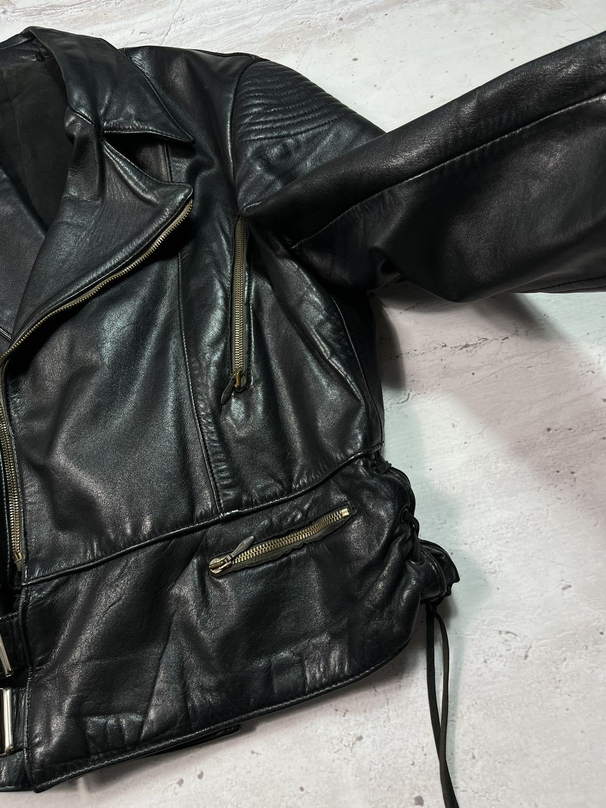 Japanese Brand Vintage Leather Ramones Cropped Jacket YSL Style Washed Rare Size US M / EU 48-50 / 2 - 5 Thumbnail