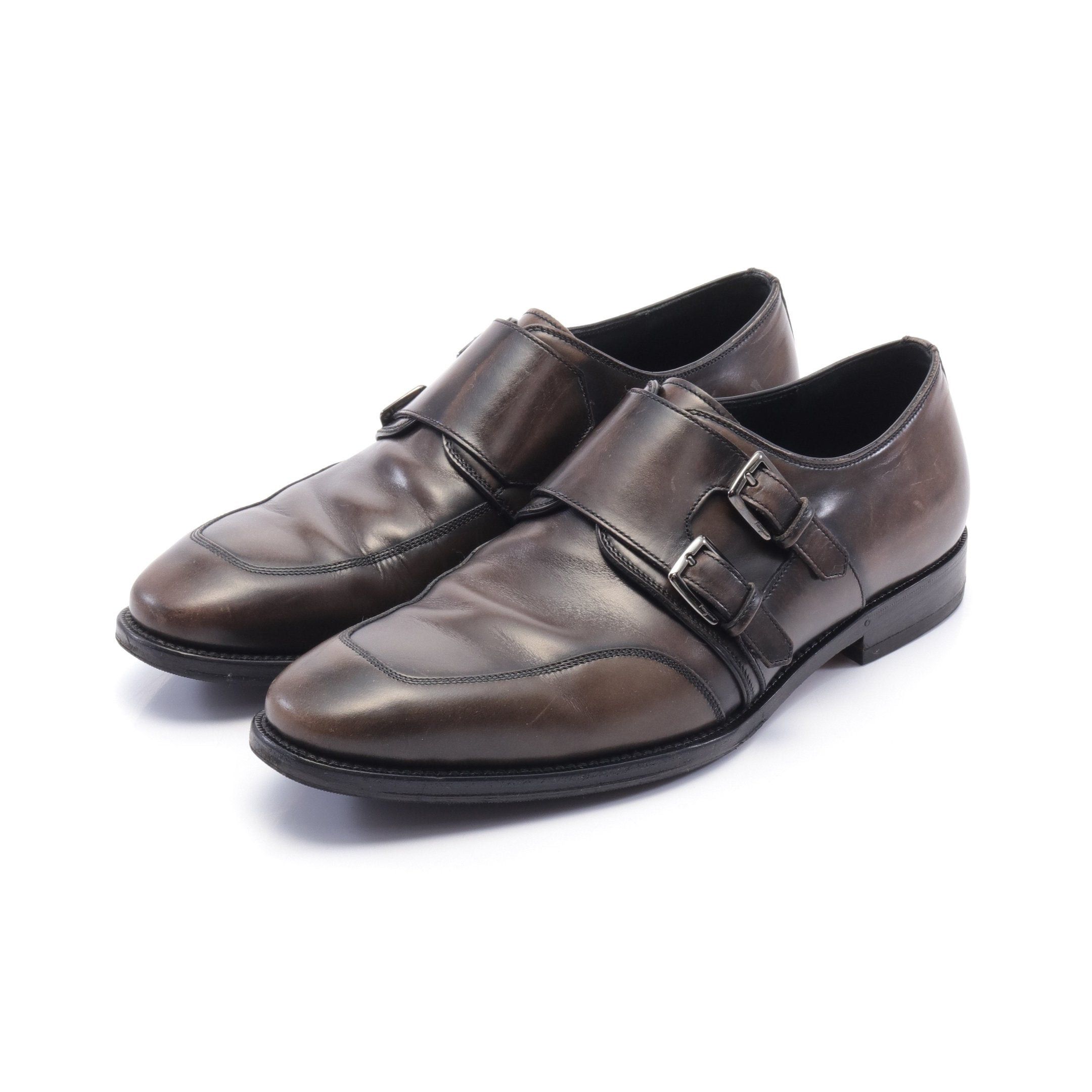 Salvatore Ferragamo Dress Shoes Leather Dark Brown Double 