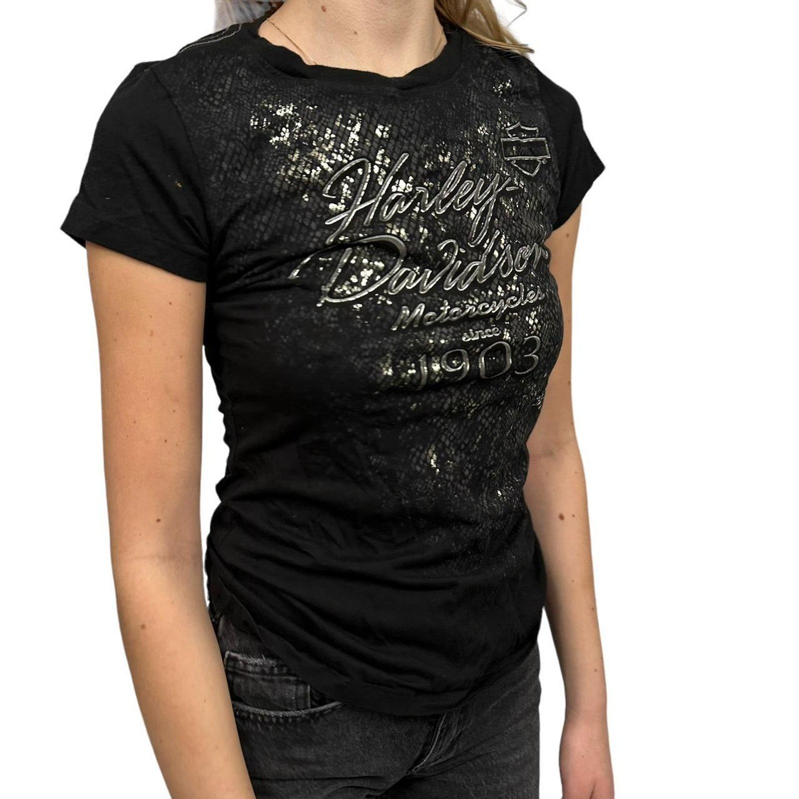 Harley Davidson Vintage Women’s Harley Davidson Shiny Tee Size M / US 6-8 / IT 42-44 - 2 Thumbnail