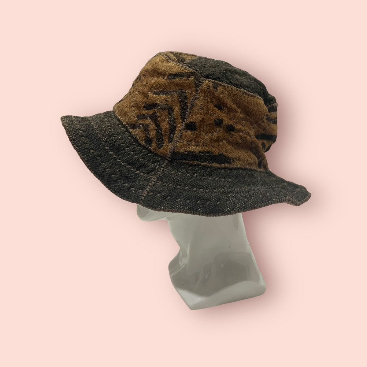 Japanese Brand RARE VINTAGE JAPAN SASHIKO STICHES BUCKET HAT Size ONE SIZE - 1 Thumbnail