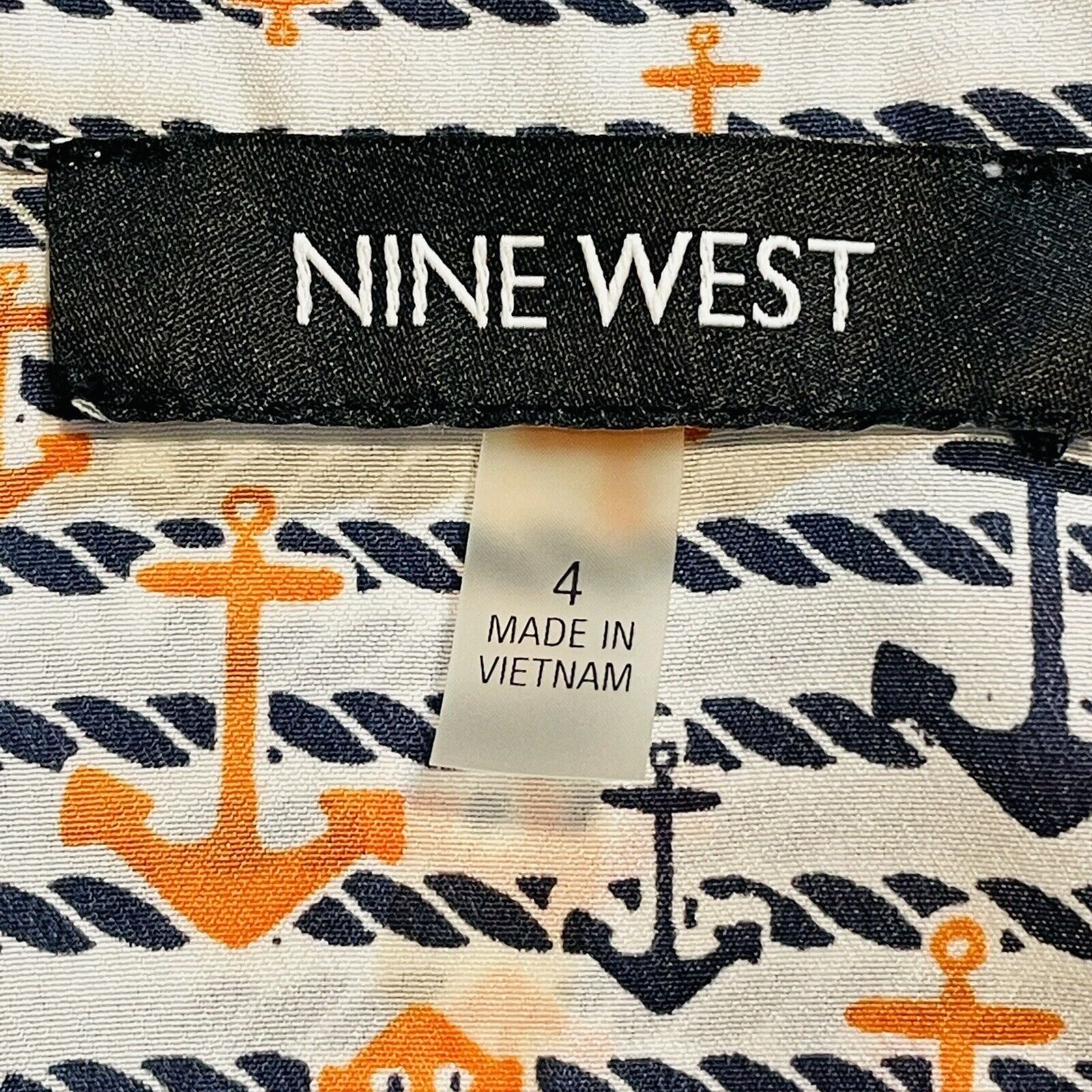 Nine West Nine West Womens 4 Blouse Tank Navy White Orange Anchors Lig Size S / US 4 / IT 40 - 5 Thumbnail