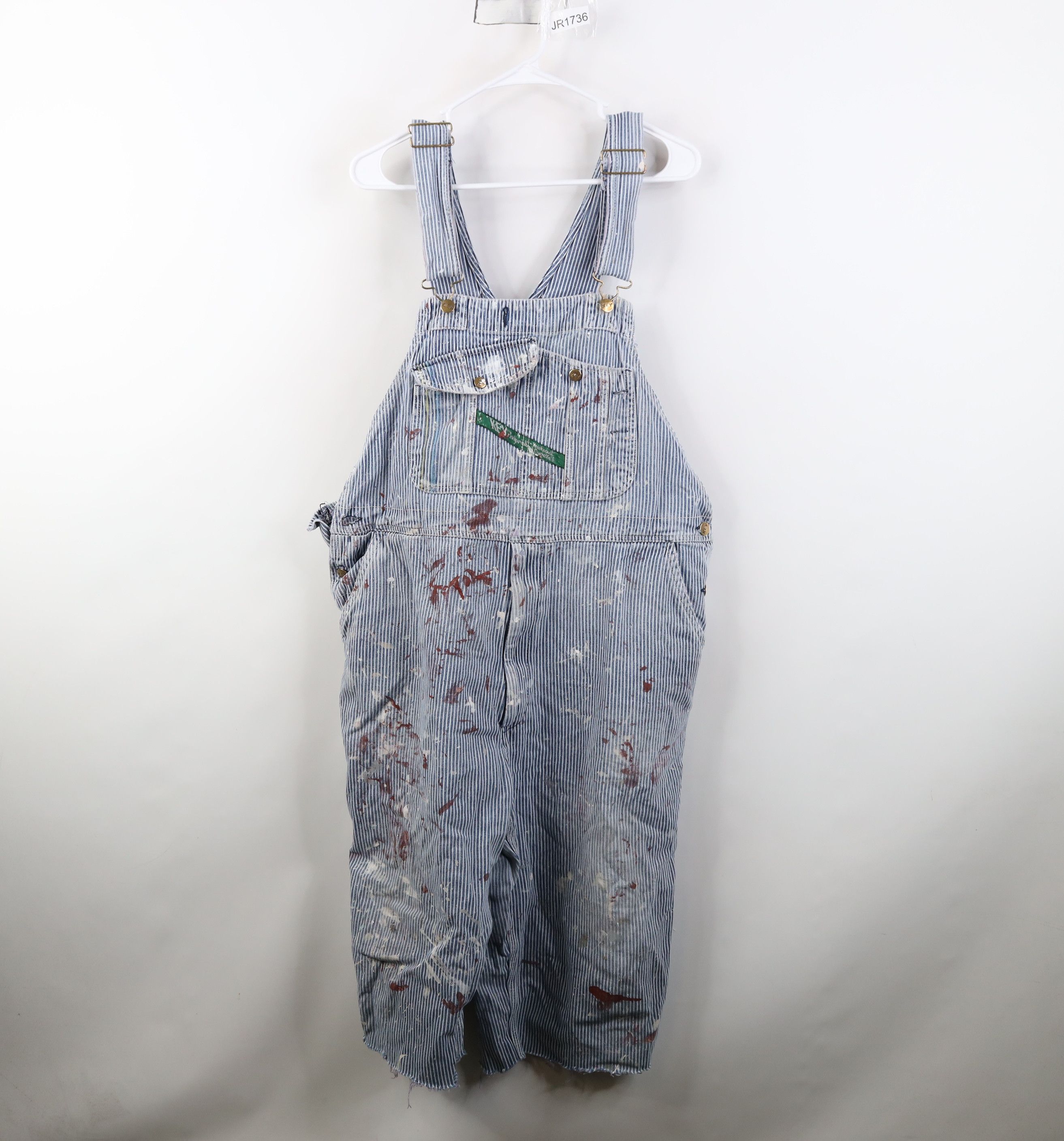 Vintage Vintage 90s Streetwear Cut Off Hickory Striped Overalls Size US 42 / EU 58 - 1 Thumbnail