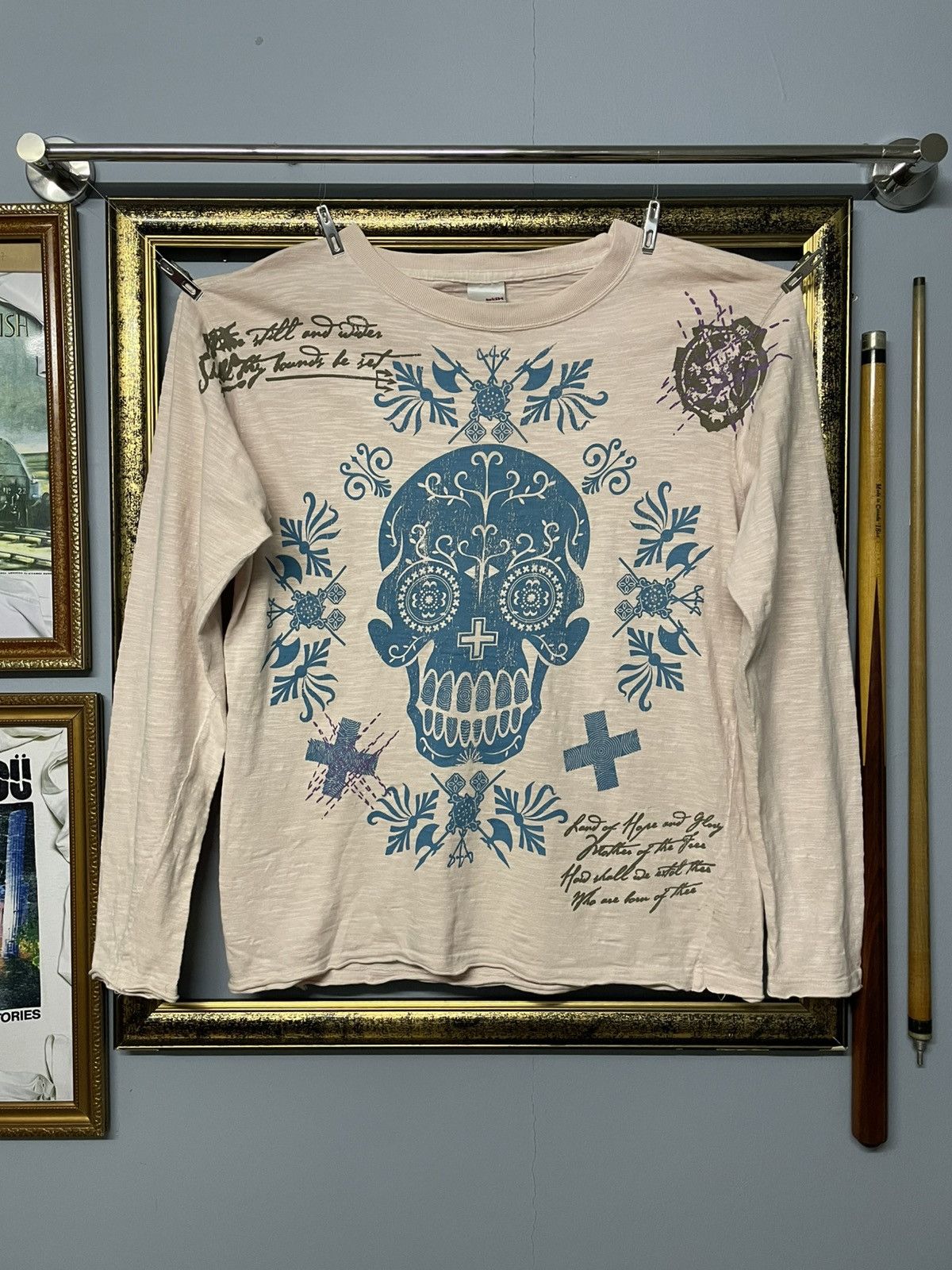 Japanese Brand Vintage 90s Japan Designer Streetwear Big Skull Poem Tshirt Size US M / EU 48-50 / 2 - 1 Thumbnail