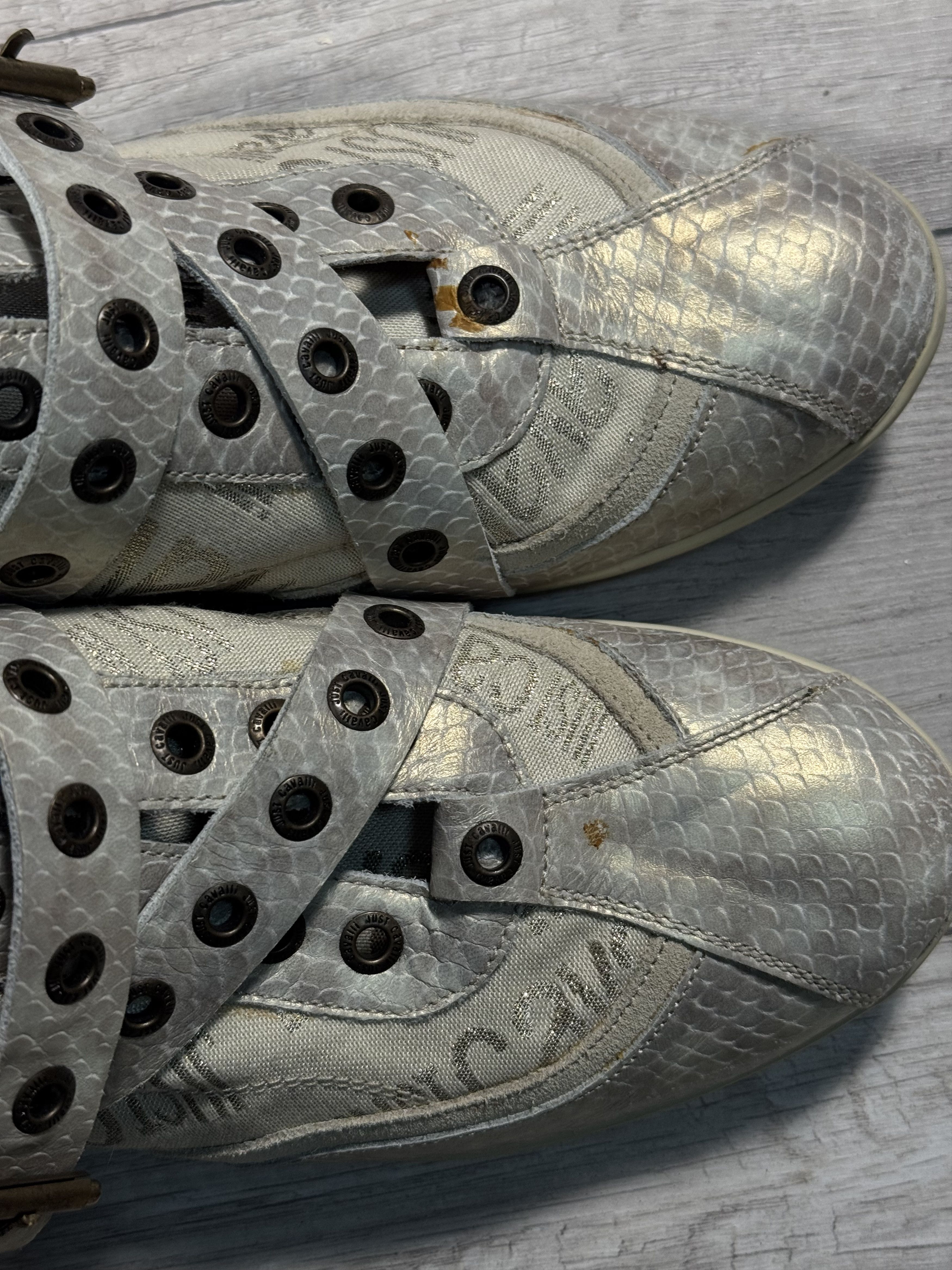 Roberto Cavalli Just Cavalli Vintage Y2K Avant Garde Snakeskin Sneakers Size US 6.5 / EU 39-40 - 13 Thumbnail