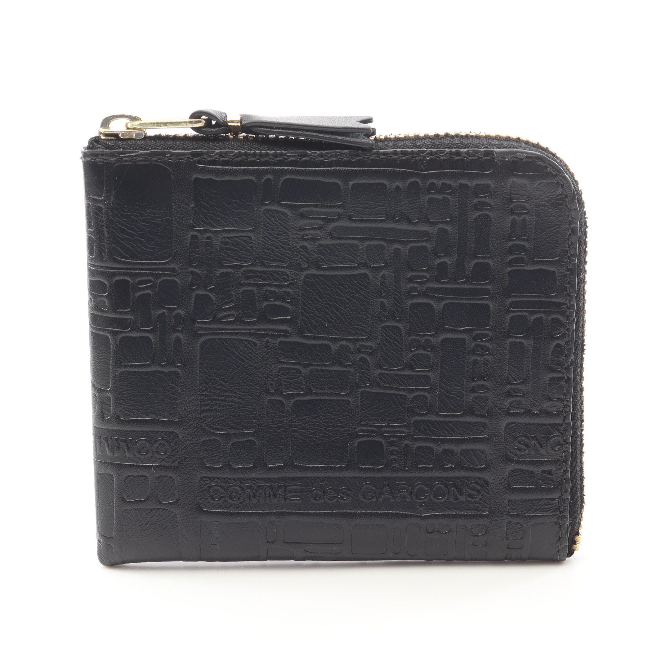 Comme des Garcons Comme Des Garcons Embossed Logotype L-Shaped Zipper Wallet Coin Purse Leather Black Size ONE SIZE - 1 Thumbnail