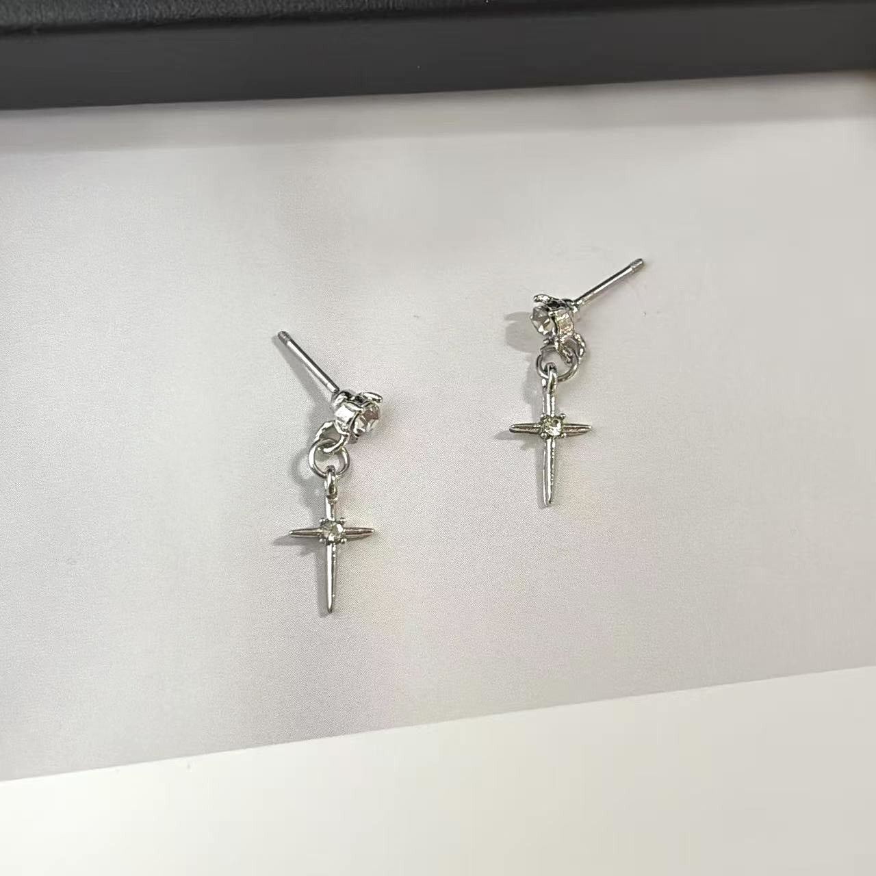Other CZ Cross Dangle Drop Earrings for Men Women Hip Hop Unisex Size ONE SIZE - 2 Thumbnail