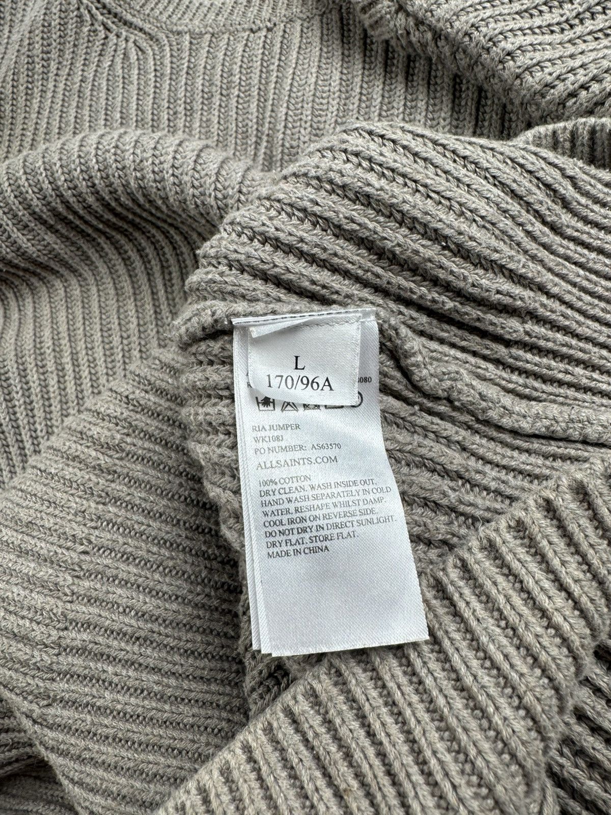 Allsaints AllSaints Ria Jumper Large Knited Beige Cotton Sweatshirt Sweater Pullover Size US L / EU 52-54 / 3 - 12 Thumbnail