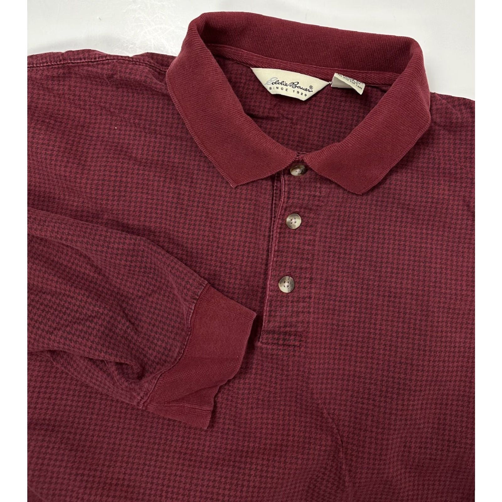 Eddie Bauer VINTAGE Eddie Bauer Polo Shirt Men L Red Houndstooth Heavyweight Oversized 90s Casual Golf Preppy Sports Outdoor Mens Polo Size US L / EU 52-54 / 3 - 2 Thumbnail