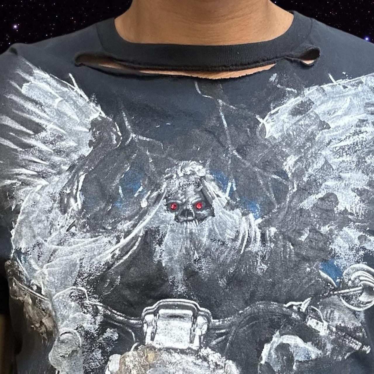 Vintage ASTROBOI* 'Hell Raiser' Painterly Navy T-Shirt _ LARGE Size US L / EU 52-54 / 3 - 3 Thumbnail