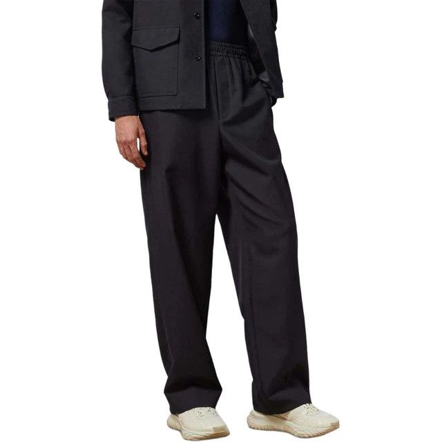 o1loc1c0326 770333 Wool Twill Jogging Pants in Dark Blue