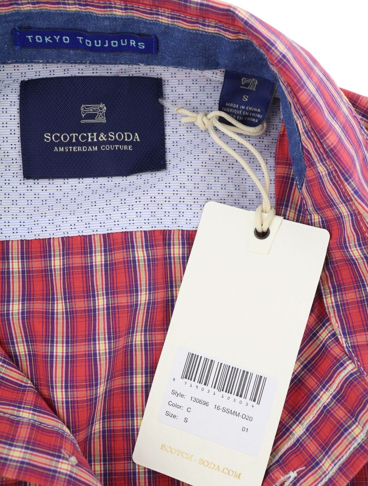 Scotch & Soda S Red Plaid Button-Up Spread Shirt 89048 Size US S / EU 44-46 / 1 - 7 Thumbnail