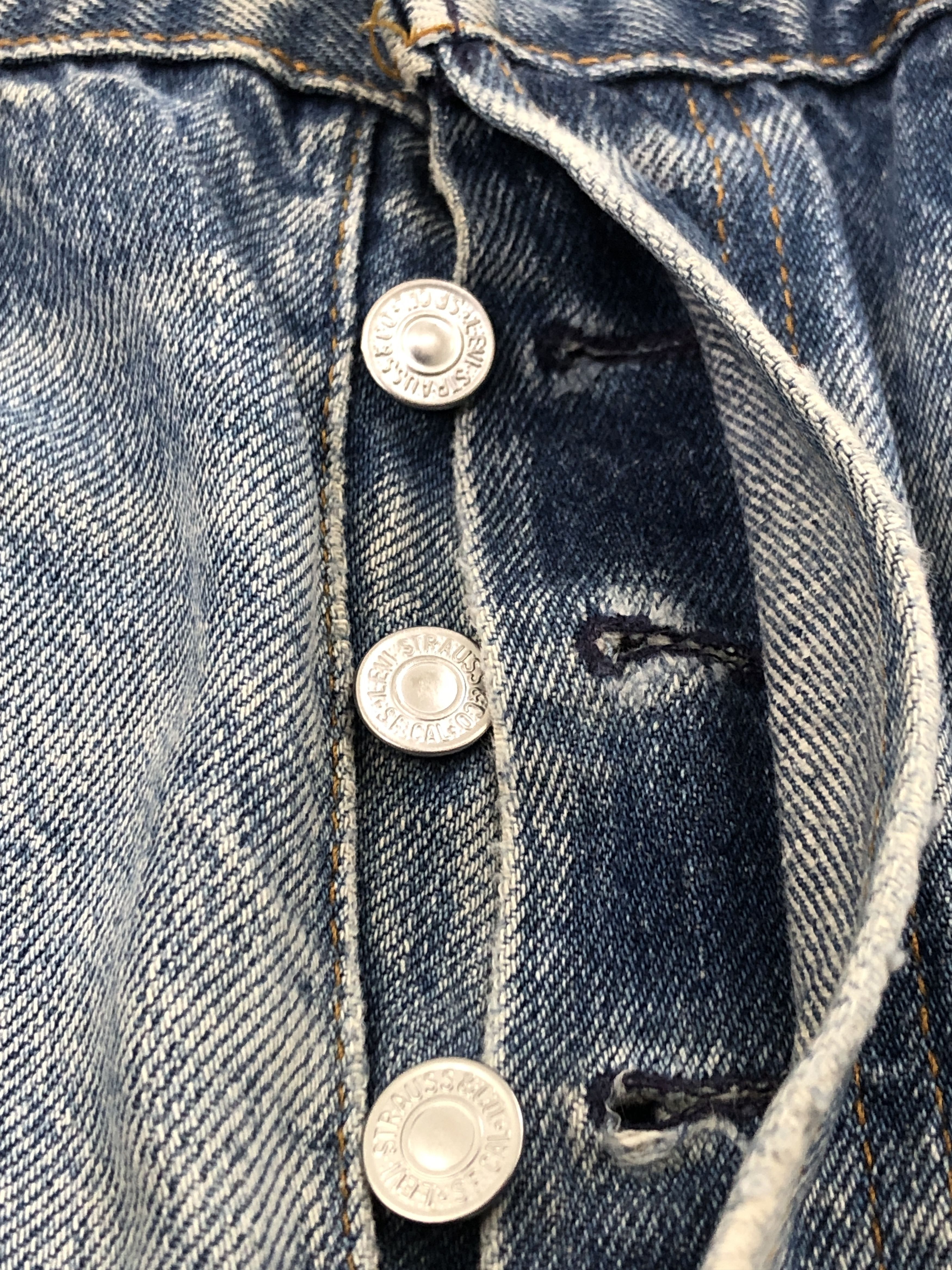 Levi's × Vintage Vintage 90s Levis 501 Distressed Faded Blue Jeans Size US 33 - 12 Thumbnail