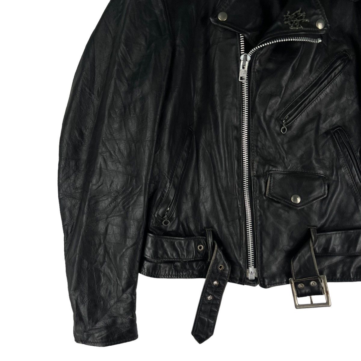 Schott 🔥VINTAGE BIKER LEATHER JACKET SCHOTT DOUBLE BREAST COLLAR Size US M / EU 48-50 / 2 - 5 Thumbnail