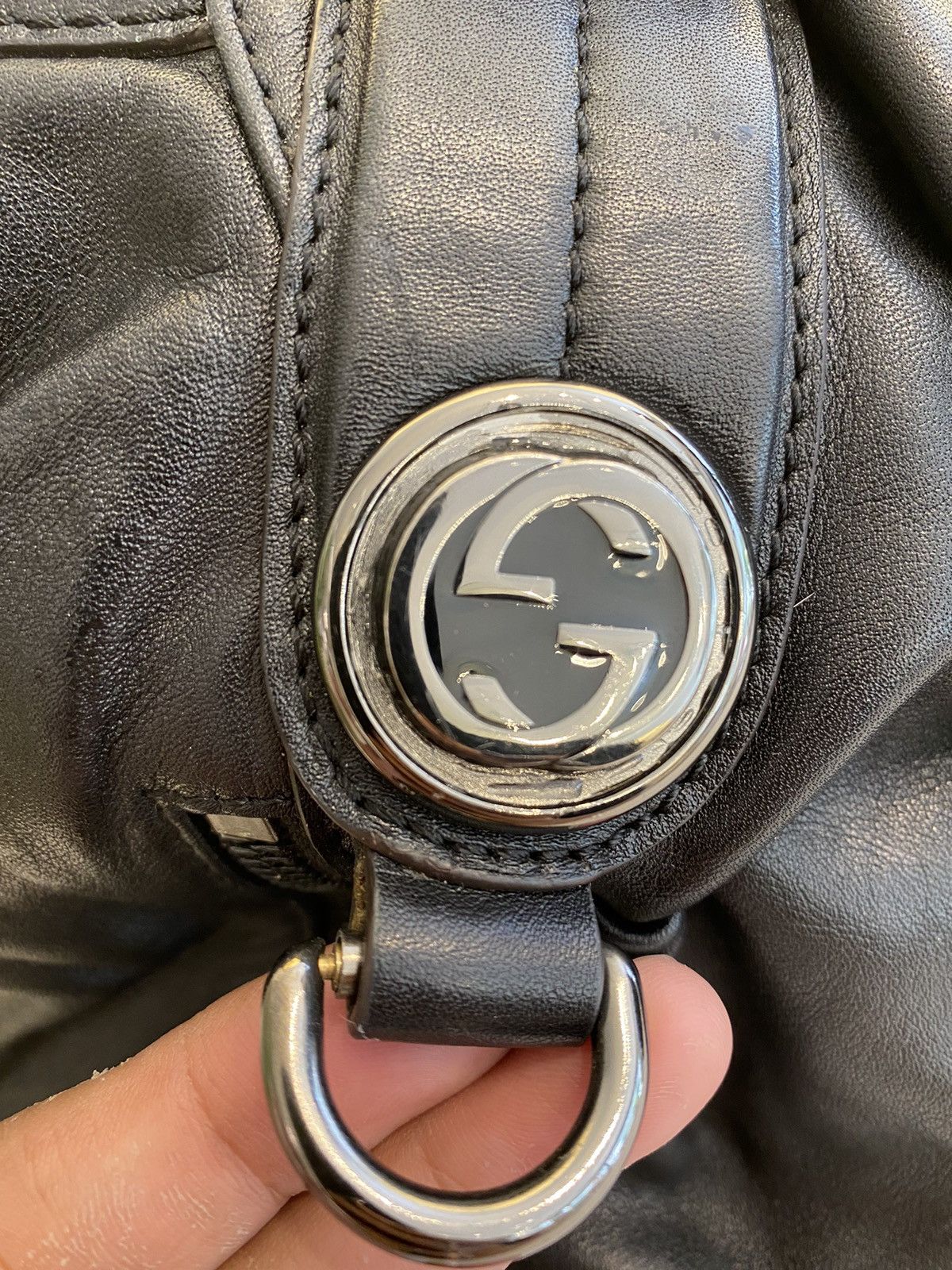 Gucci Gucci 228838 Medium Galaxy Black Leather 2Way Bag Size ONE SIZE - 4 Thumbnail