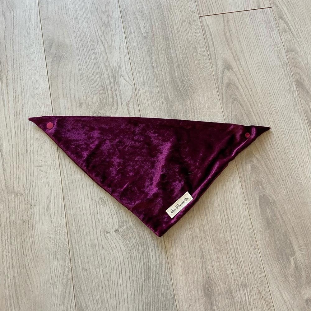 Designer Paw Heaven Co Burgundy Velvet Dog Bandana Size ONE SIZE - 1 Thumbnail