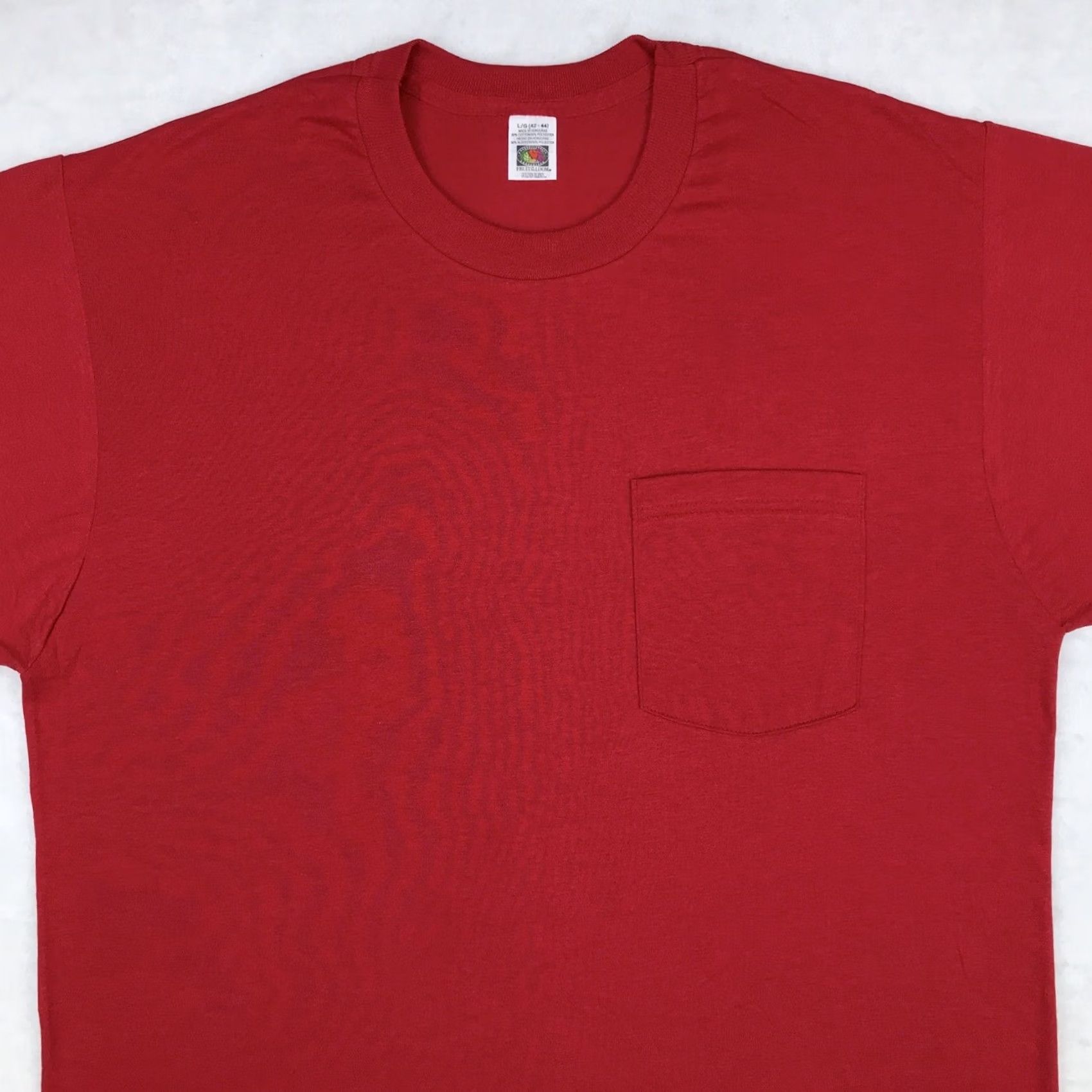 Fruit Of The Loom VINTAGE Fruit of the Loom T-Shirt Mens L Red 90s 80s Paper Thin NOS Burgund y Shirt Size US L / EU 52-54 / 3 - 7 Thumbnail