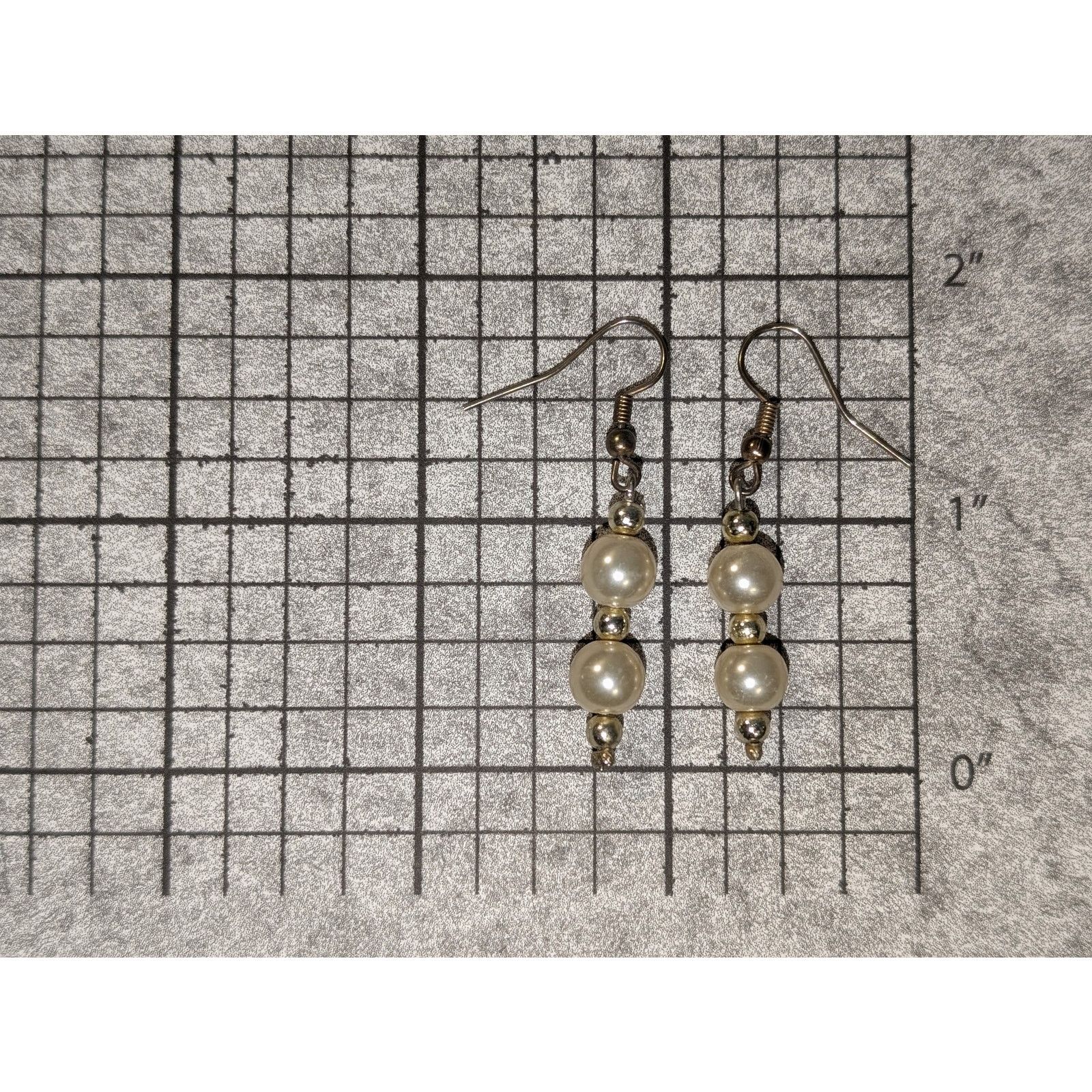 Vintage VTG 1980s Gold-tone Champagne Faux-Pearl Dangle Earrings Size ONE SIZE - 3 Thumbnail
