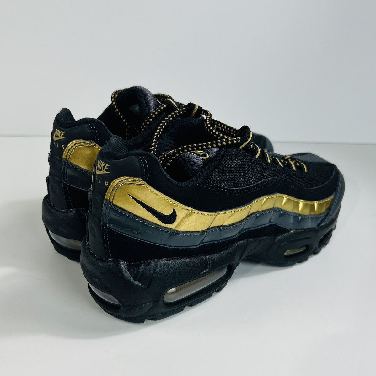 Nike Mens Size 6.5 - Nike Air Max 95 PRM Black Gold Shoes Size US 6.5 / EU 39-40 - 7 Thumbnail