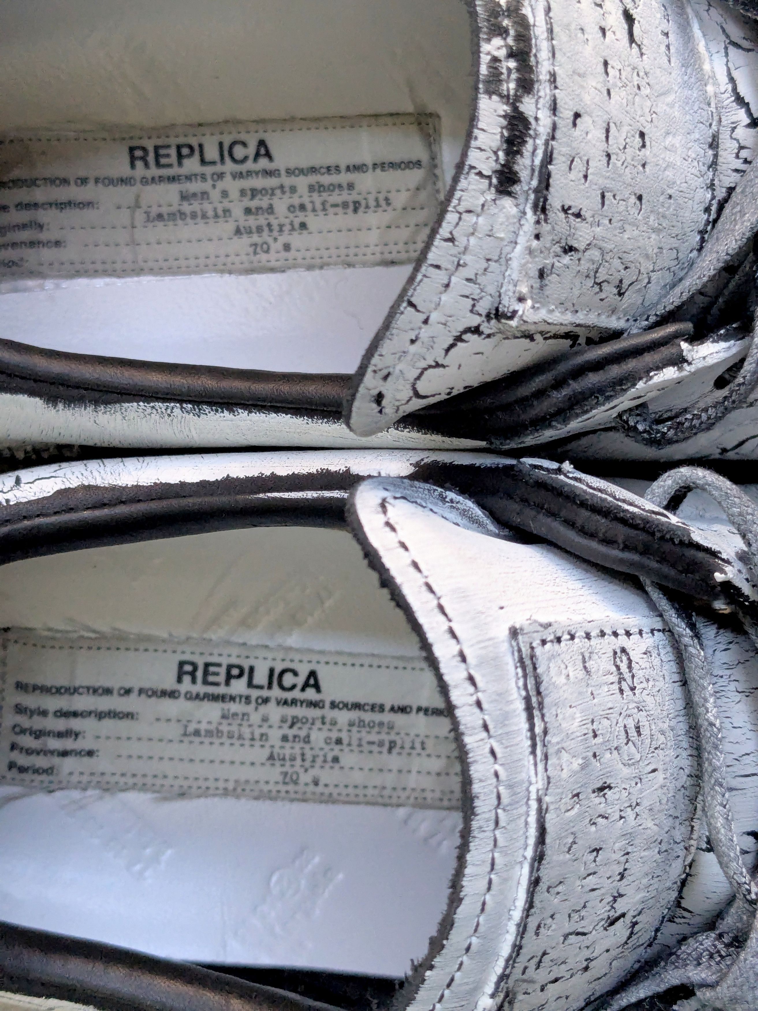 Maison Margiela Maison Margiela GAT White 8 41 Paint Low Tops Black Leather Size US 8 / EU 41 - 8 Thumbnail