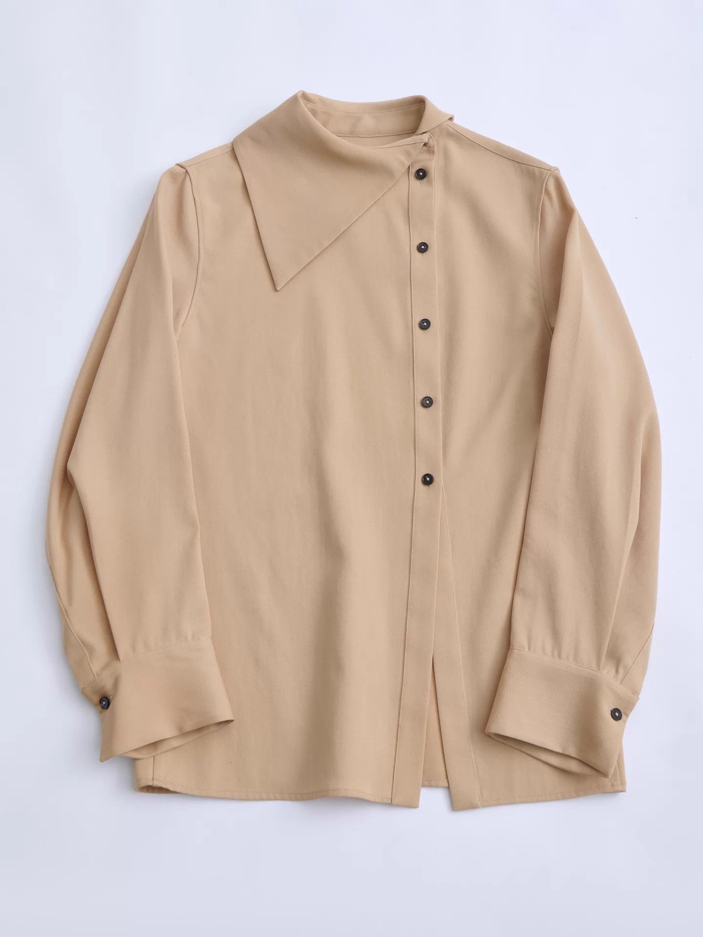 Jil Sander JIL SANDER Camel Triangular Collar Asymmetric Shirt 21EA Size XXS / US 00 / IT 34 - 8 Thumbnail